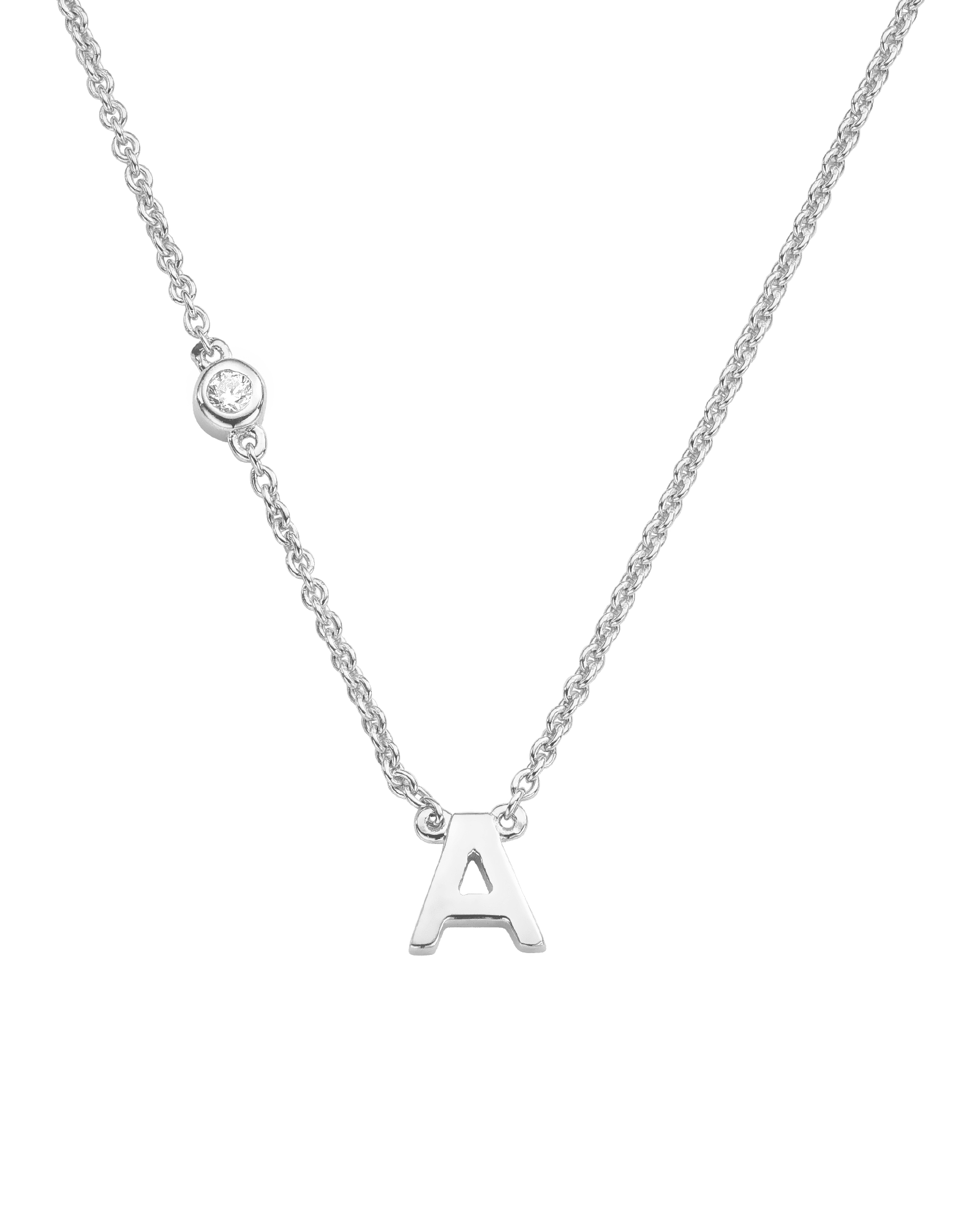 Initial Necklace with Diamonds - 925 Sterling Silver Necklaces magal-dev 