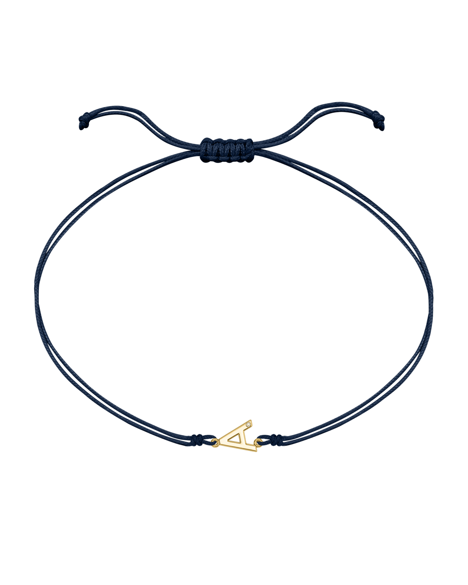 Initial String of Love - 14K Yellow Gold Bracelets 14K Solid Gold Navy Blue 