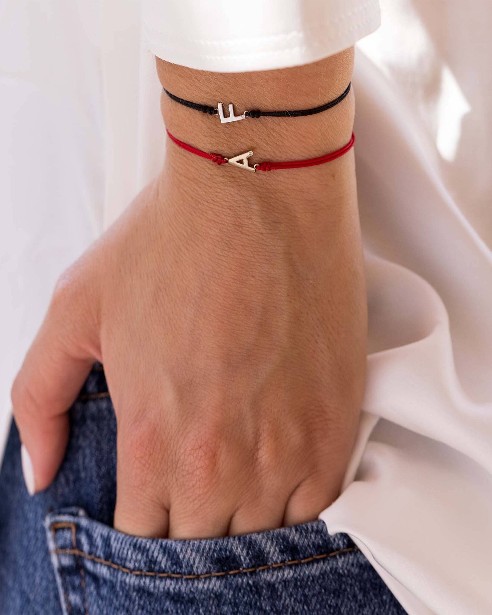 Initial String of Love - 14K Yellow Gold Bracelets 14K Solid Gold 