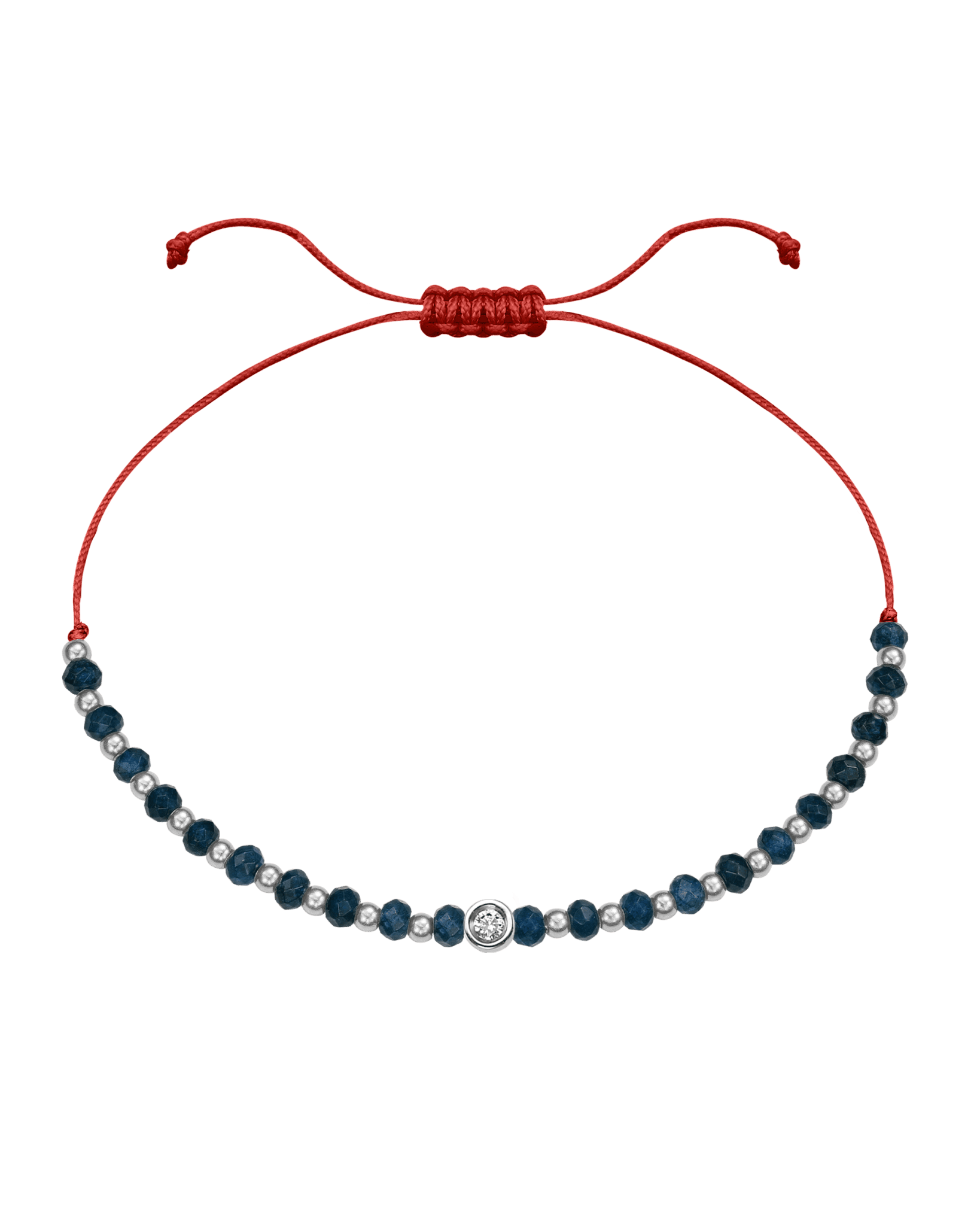 Lapis Gemstone String of Love Bracelet for Wisdom - 14K White Gold Bracelets 14K Solid Gold Red Small: 0.03ct 