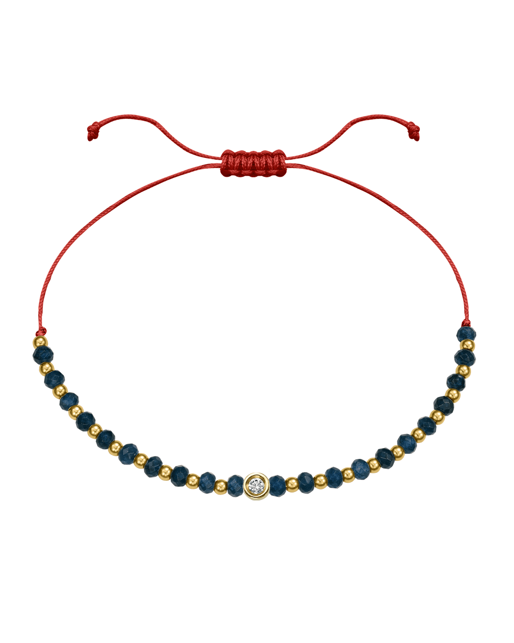 Lapis Gemstone String of Love Bracelet for Wisdom - 14K Yellow Gold Bracelets 14K Solid Gold Red Small: 0.03ct 