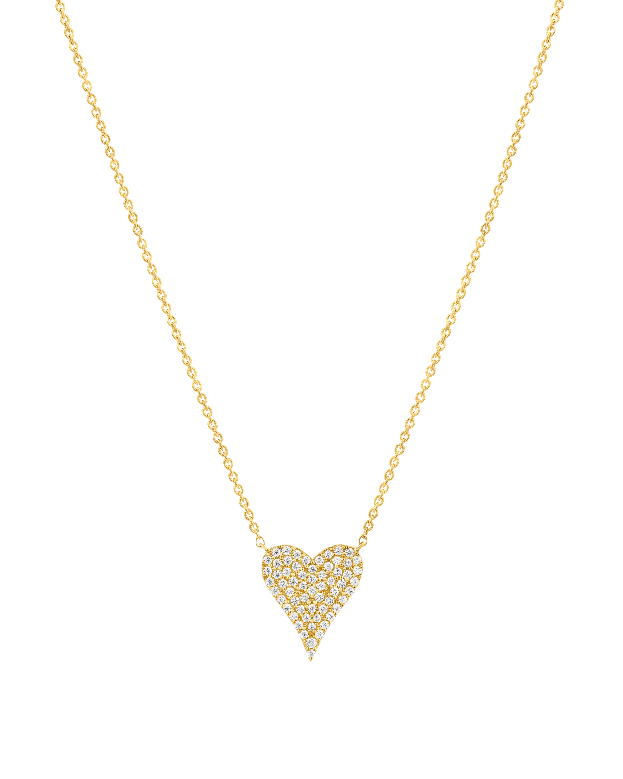 Medium Diamond Paved Heart Necklace - 14K Yellow Gold Necklaces magal-dev 
