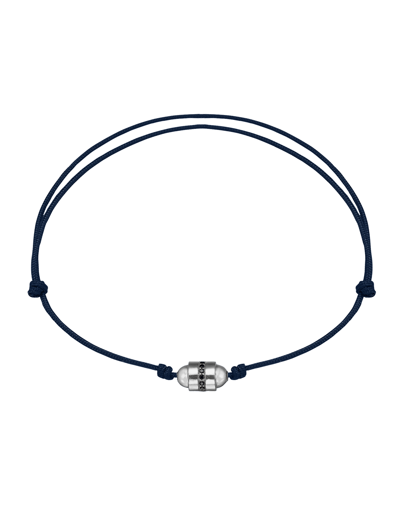 Black String Bracelet with Diamond- 14K Solid Gold