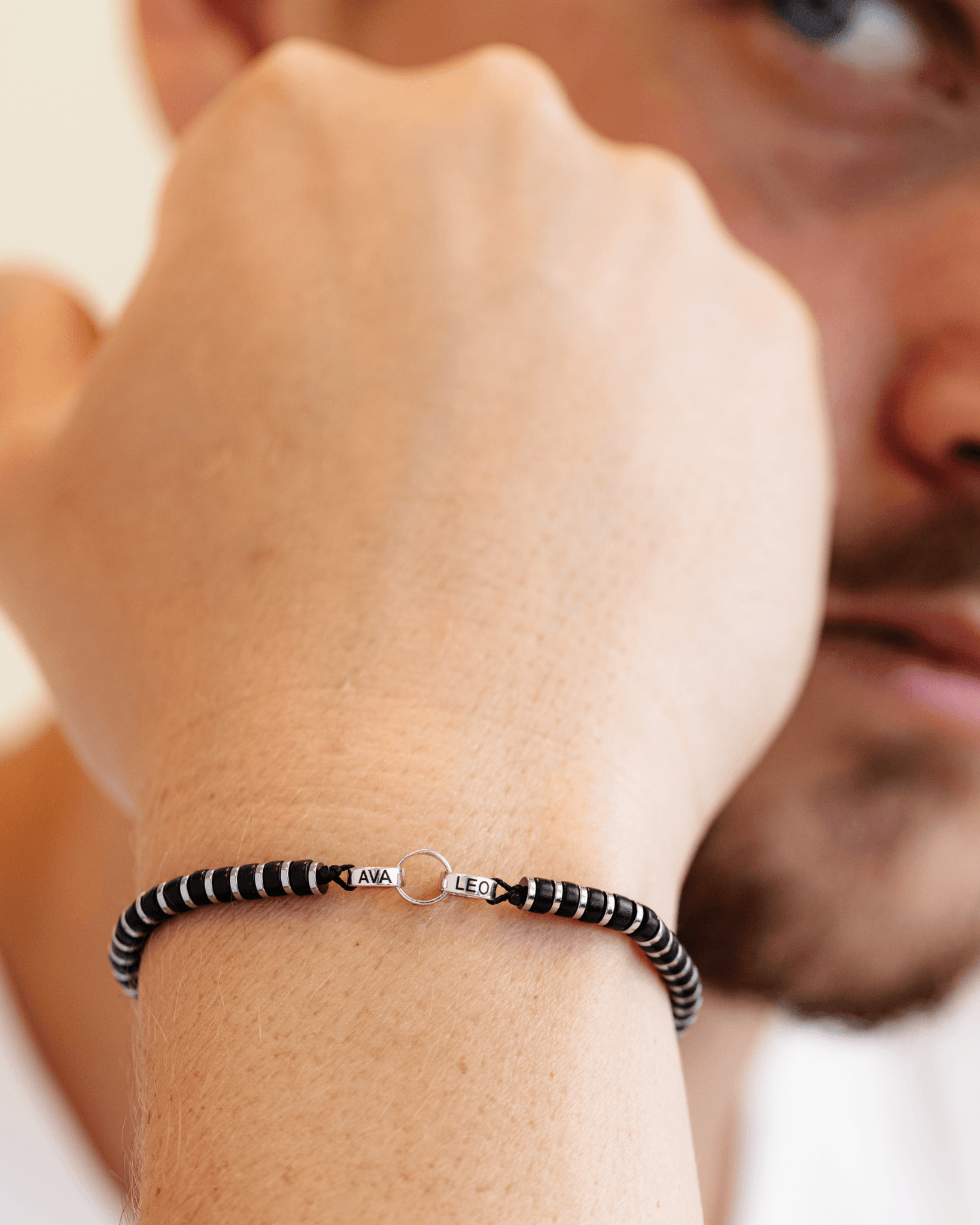 Men's Black Onyx Disc Bead & Forever Links Bracelet - 925 Sterling Silver Bracelets magal-dev 