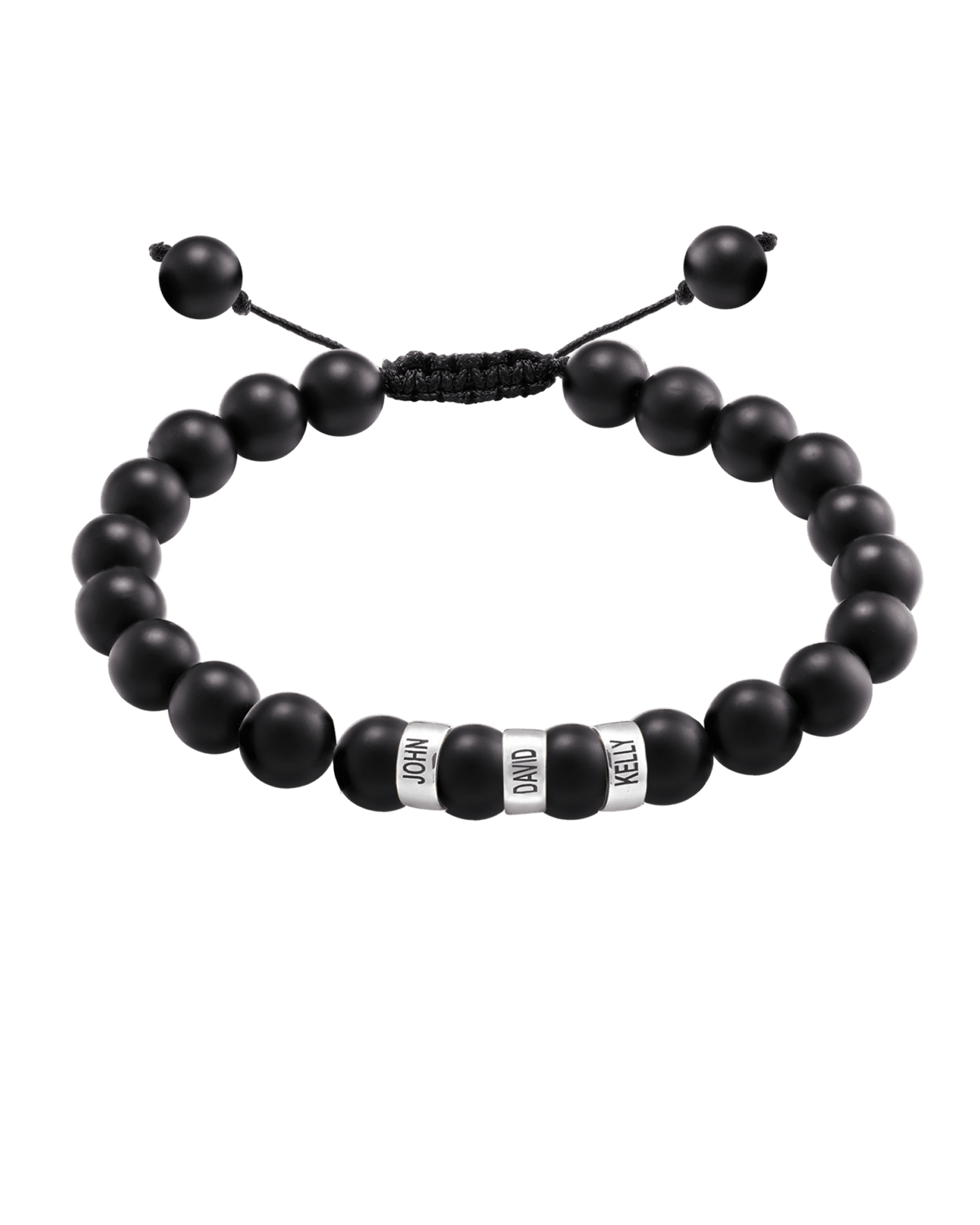 Men's Black Onyx Engravable Bead Bracelet