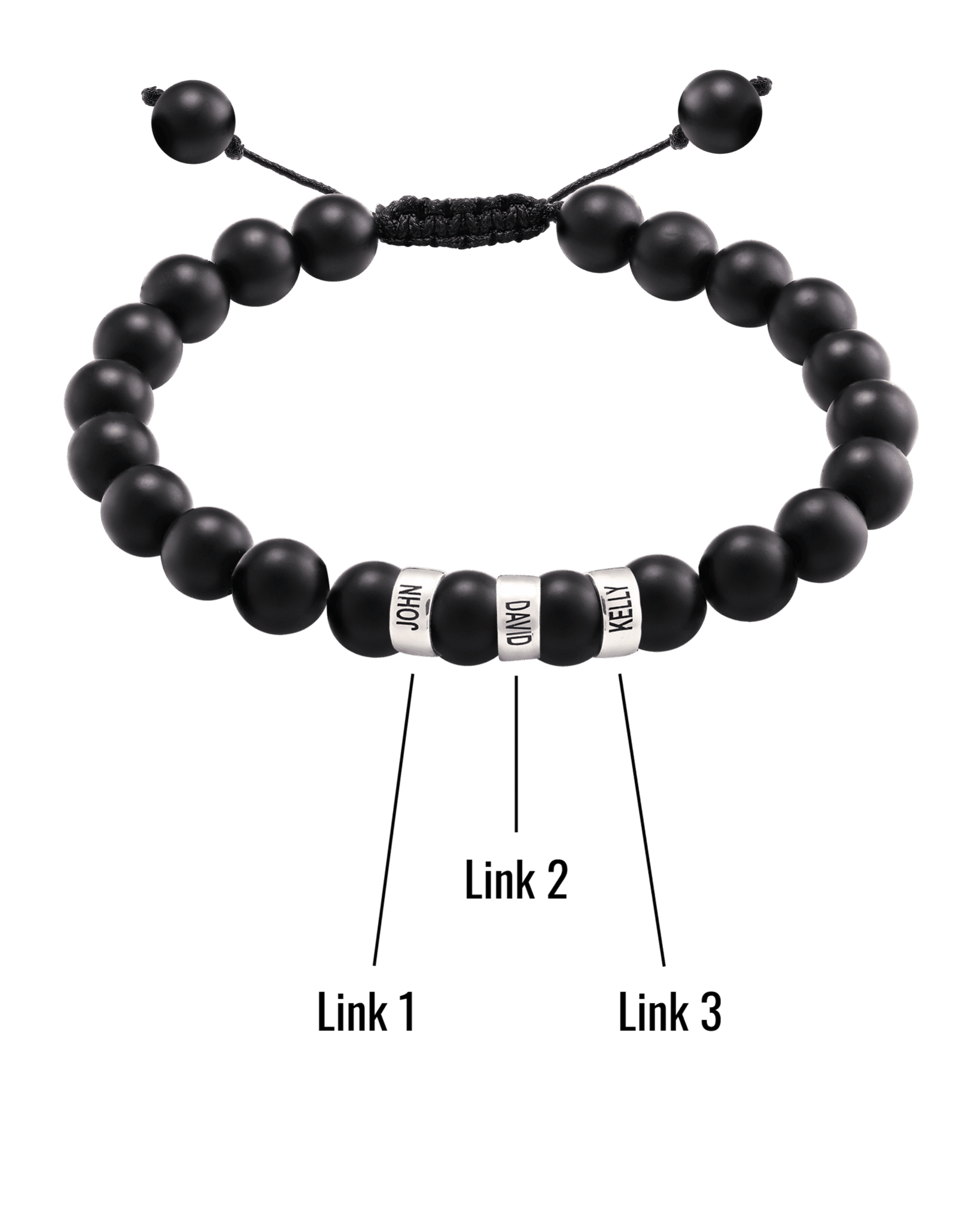 Men's Black Onyx Engravable Bead Bracelet - 925 Sterling Silver Bracelets magal-dev 