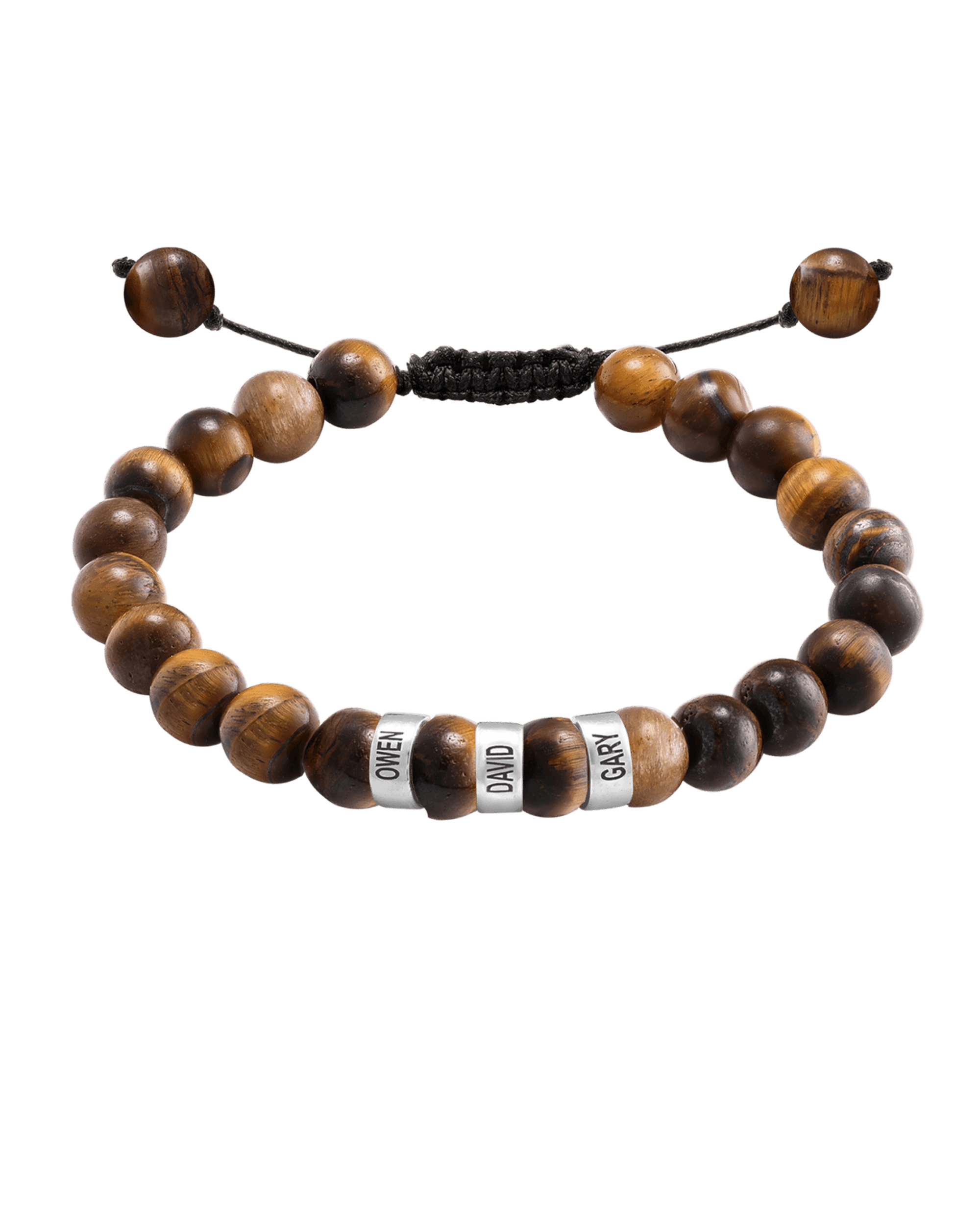 Herren-Armband mit braunem Tigerauge und gravierbaren Perlen