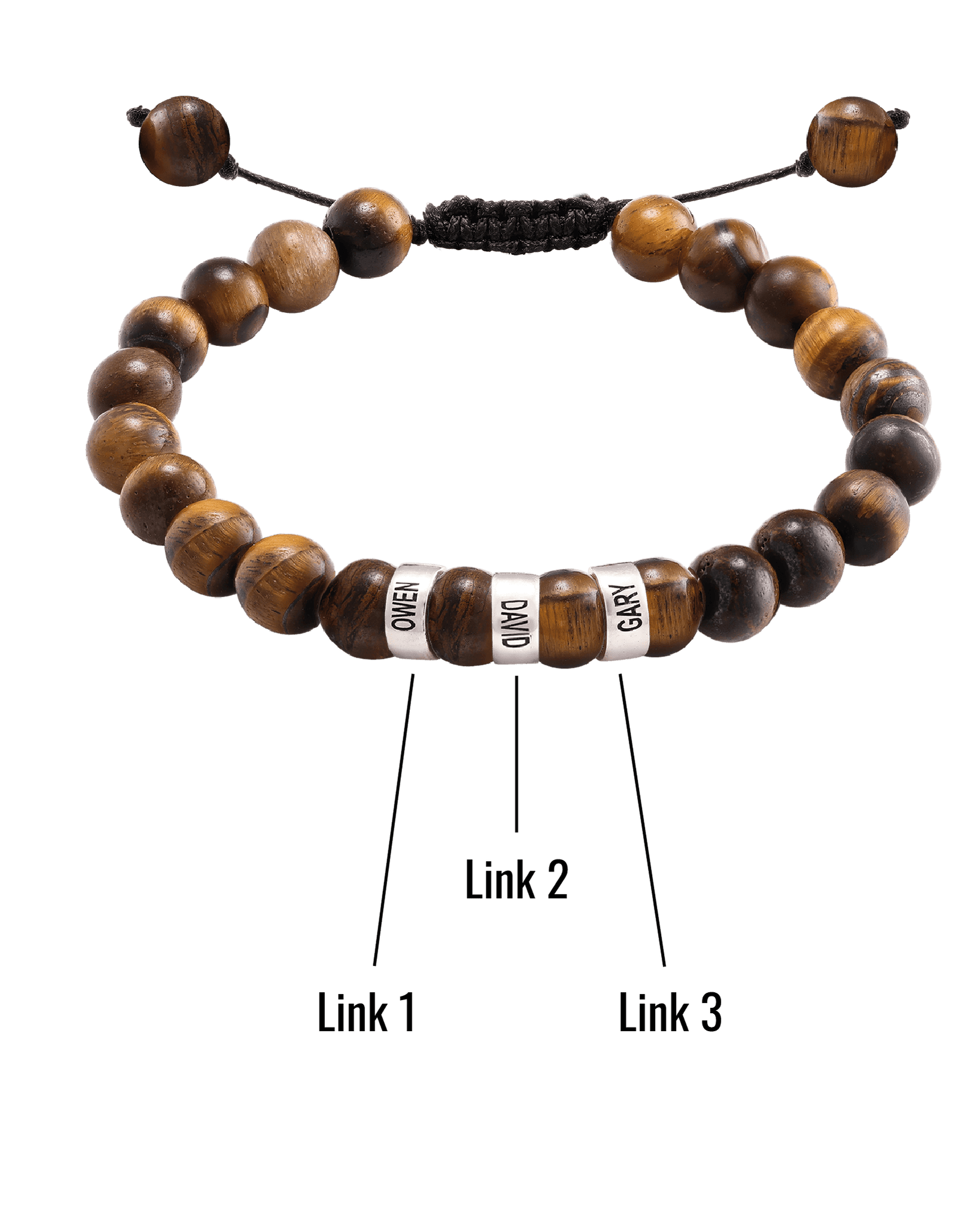 Men's Brown Tiger Eye Engravable Bead Bracelet - 925 Sterling Silver Bracelets magal-dev 