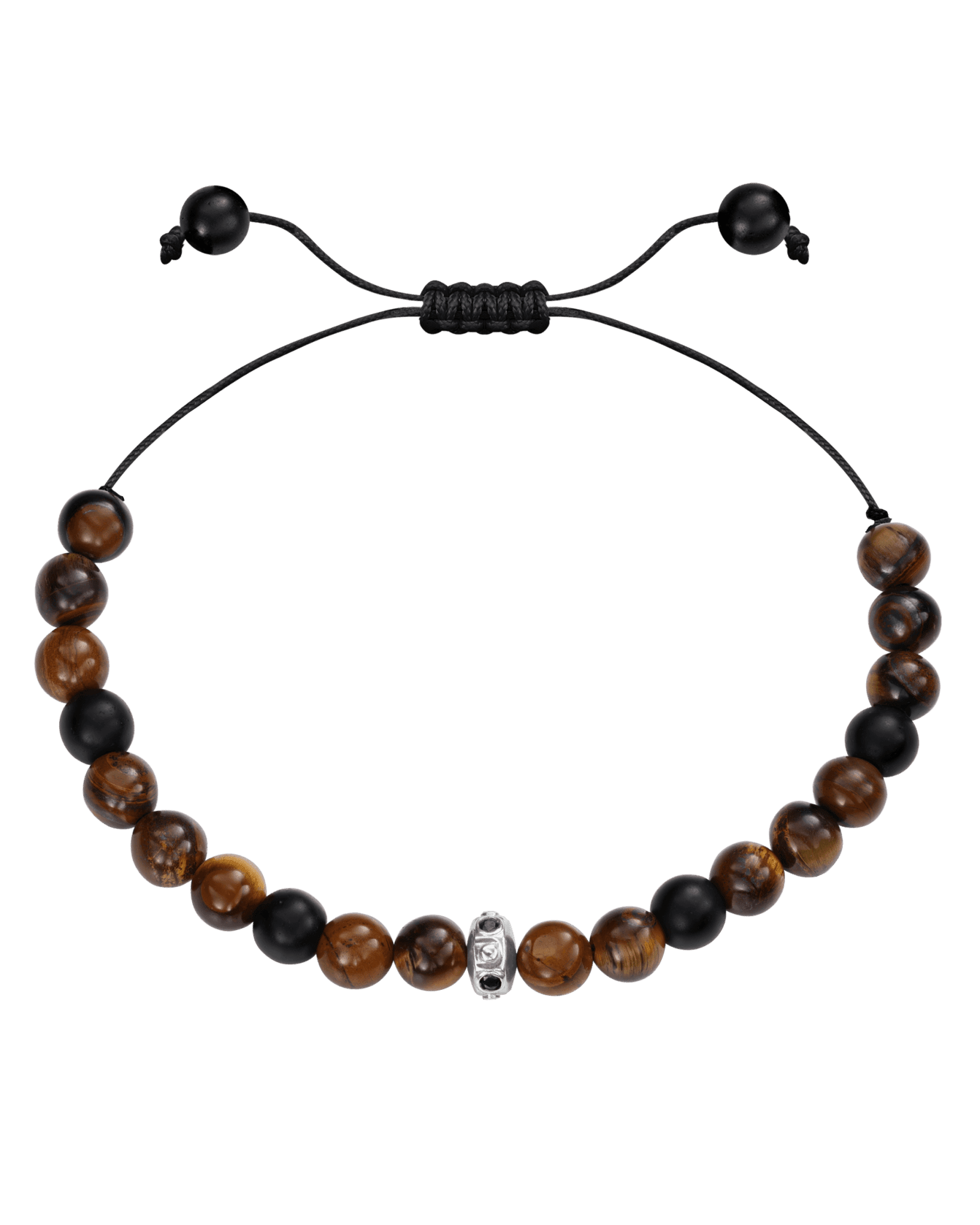 Men's Brown Tiger Eye & Matte Onyx Bead Bracelet - 14K Rose Gold Bracelets magal-dev 