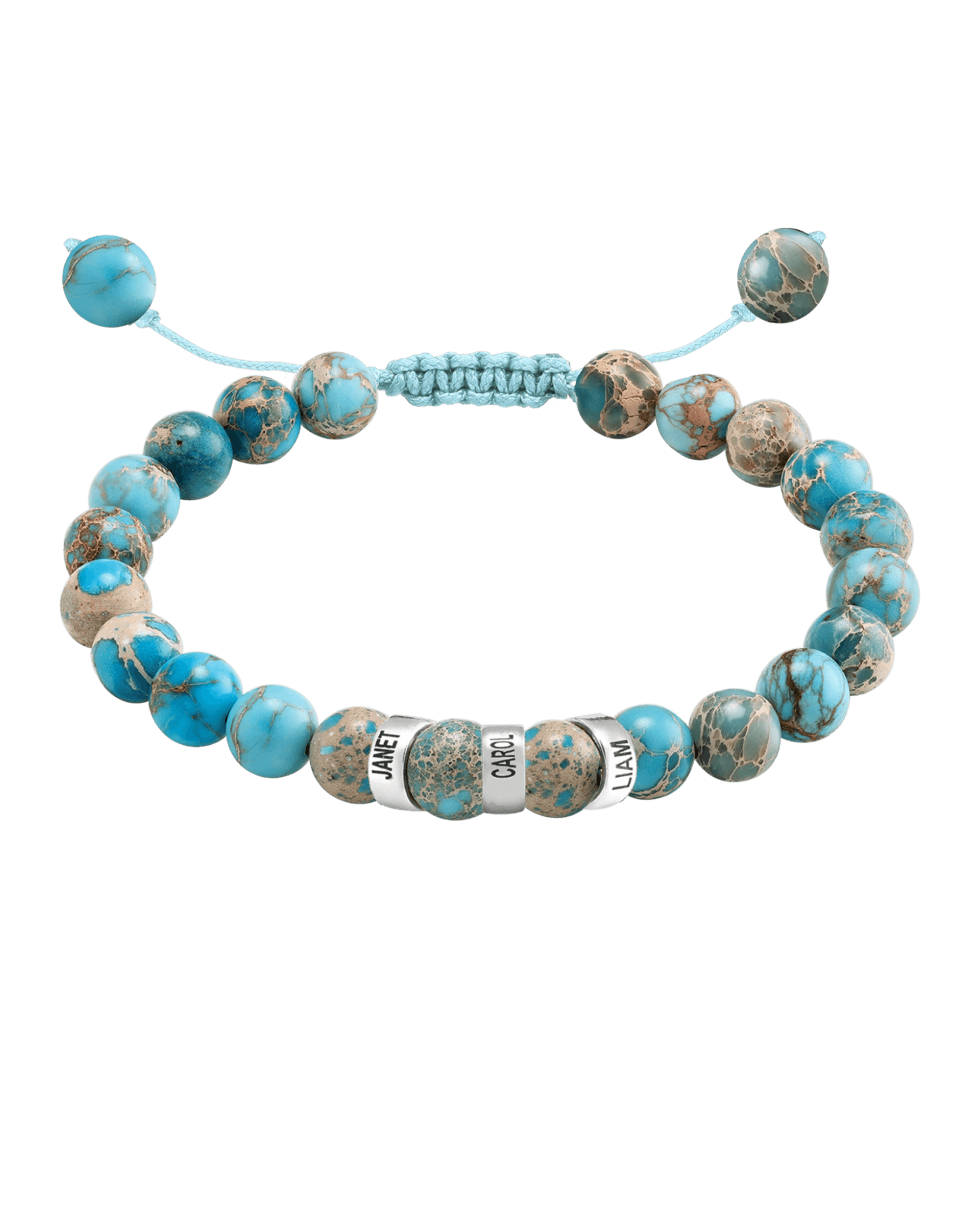 Men's Turquoise Imperial Jasper Engravable Bead Bracelet - 925 Sterling Silver Bracelets magal-dev 3 Links 