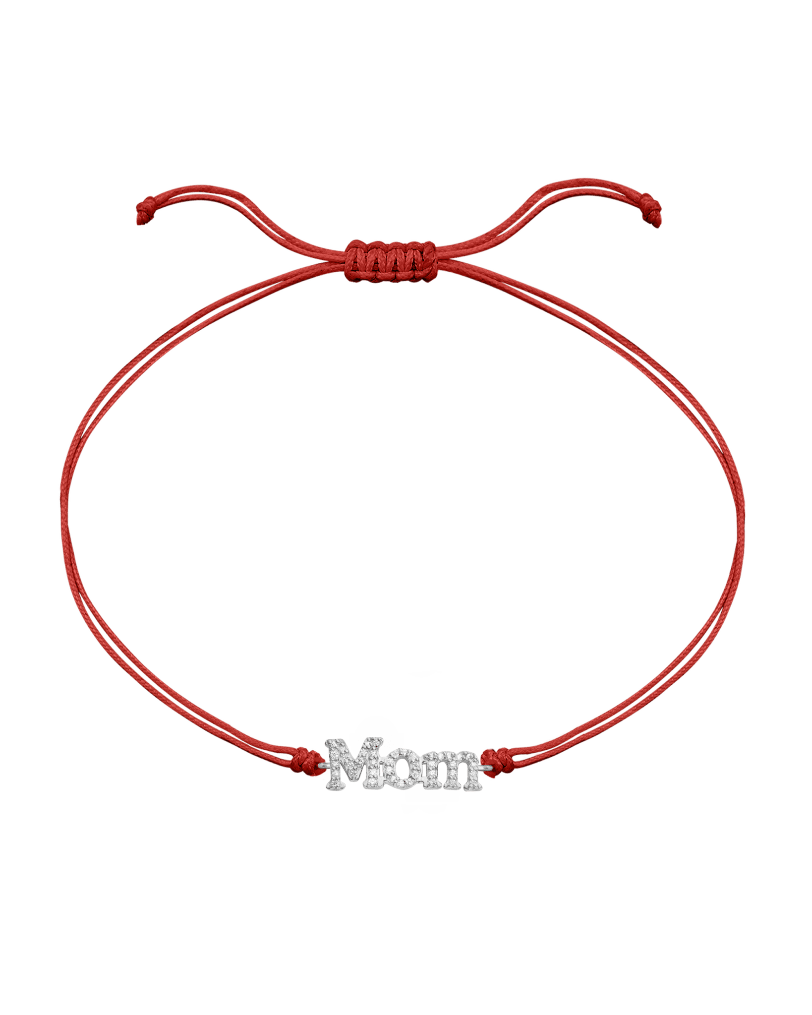 Mom String of Love - 14K White Gold Bracelets magal-dev Red Paved (+$120) 