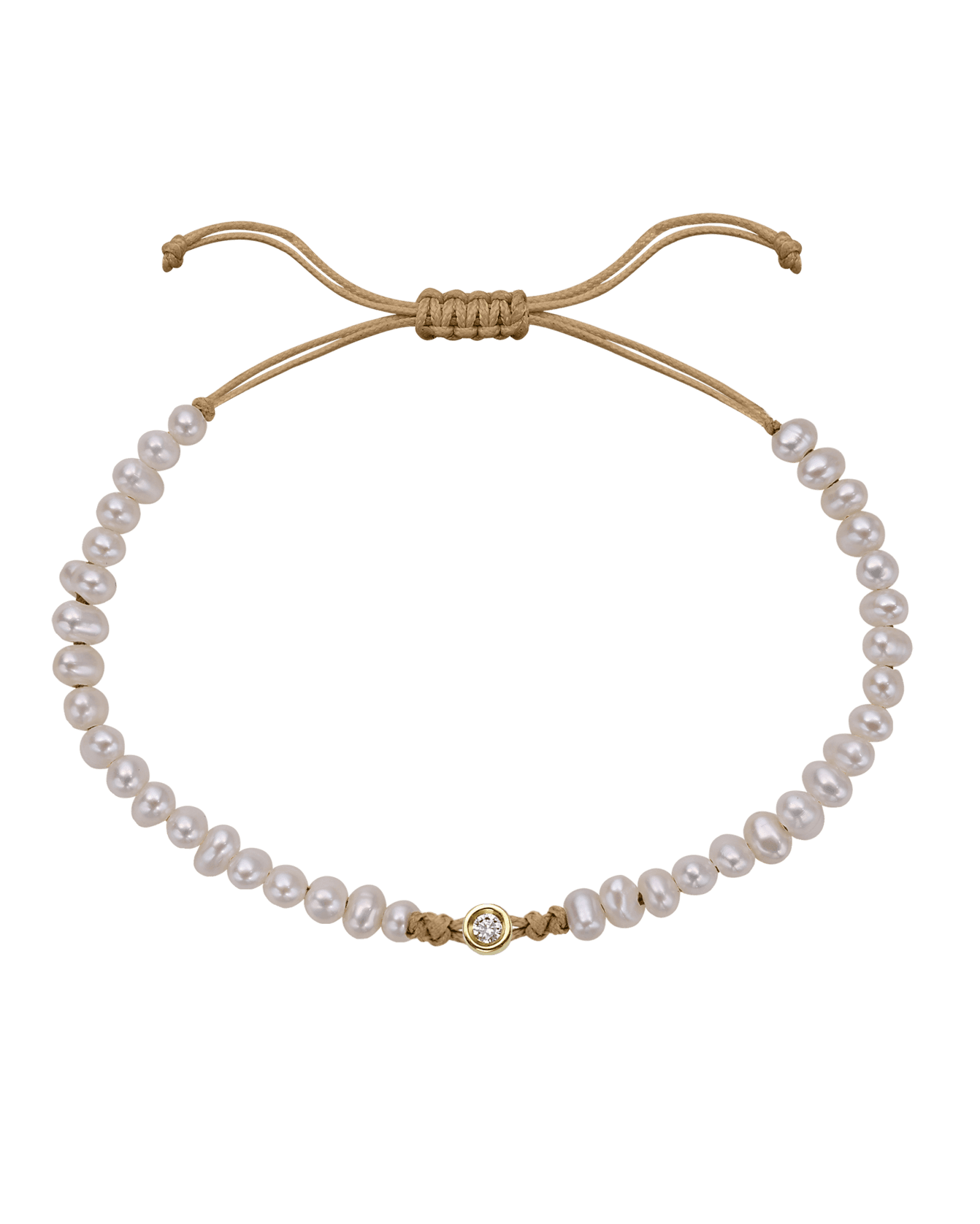 Natural Pearl String of Love Bracelet - 14K Yellow Gold Bracelets magal-dev Camel Small: 0.03ct 