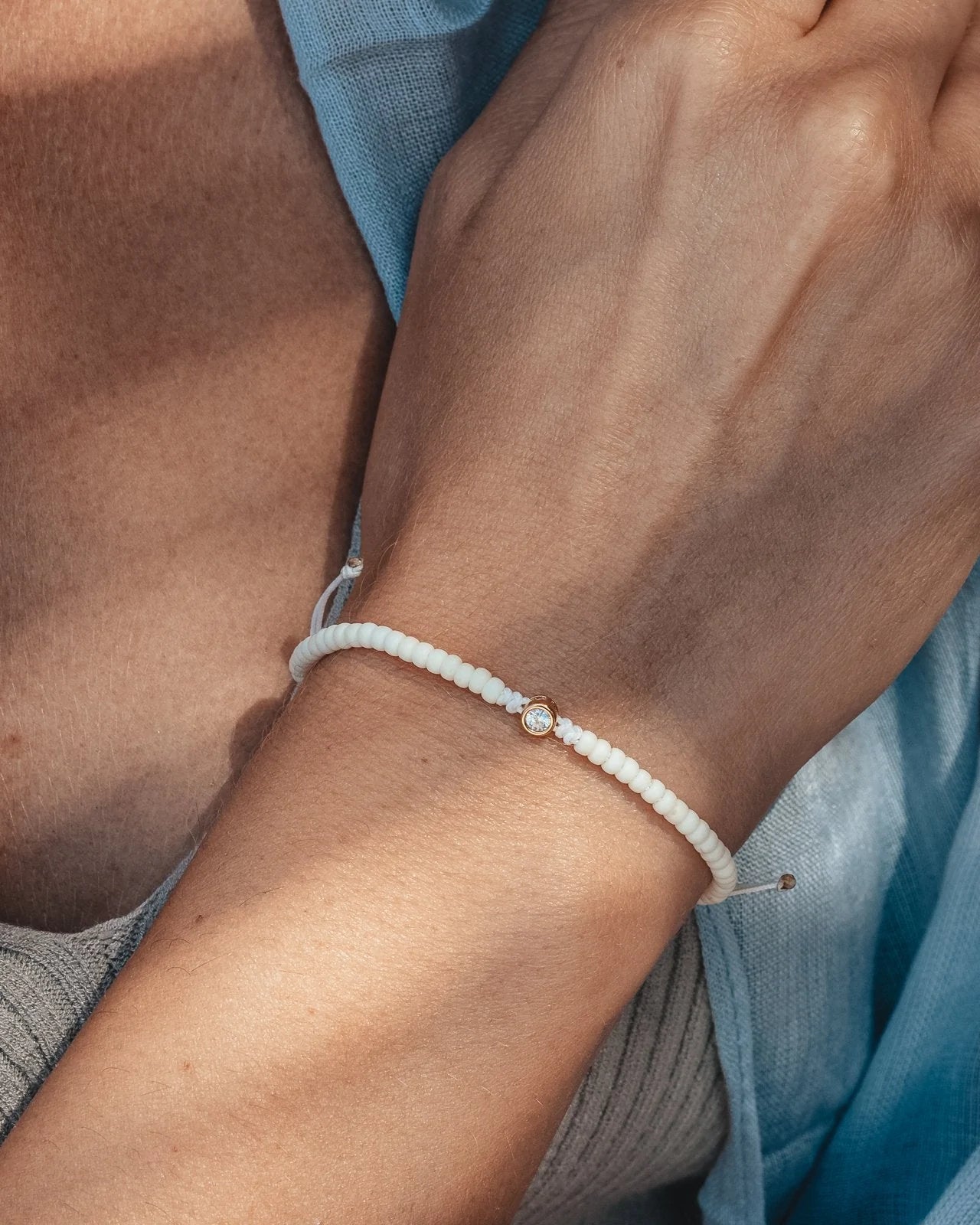 Off White Beads String of Love - 14K Rose Gold Bracelets magal-dev 