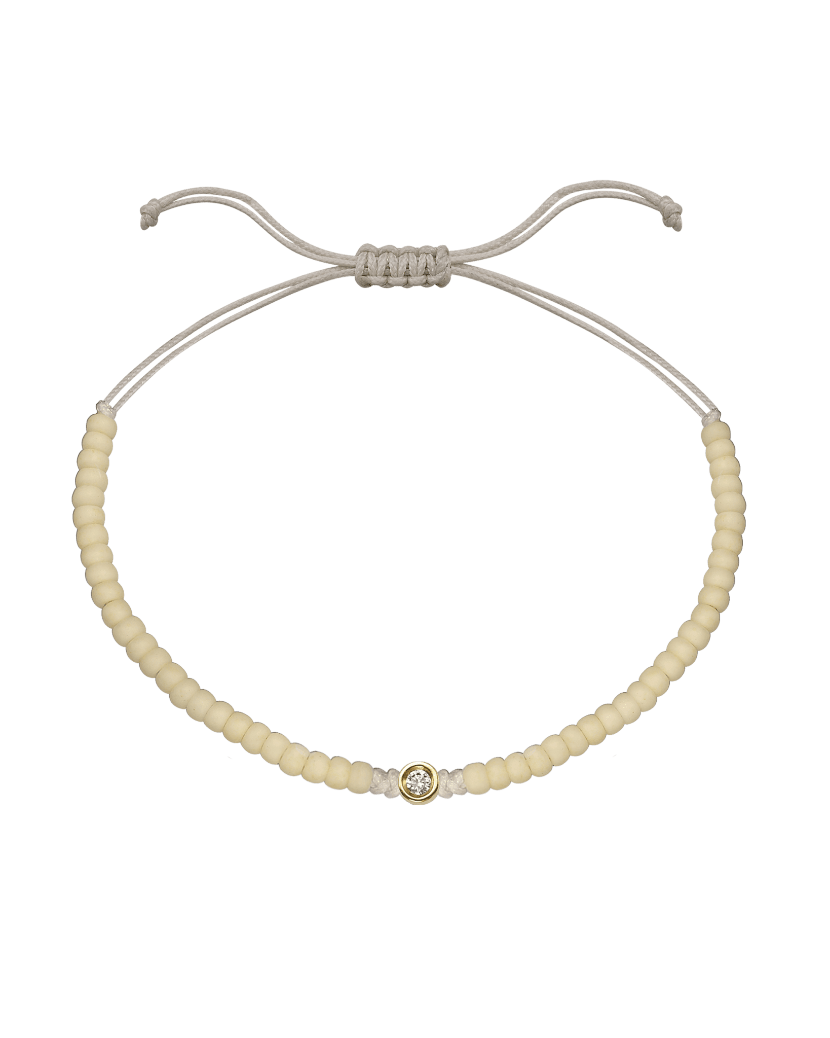 Off White Beads String of Love - 14K Yellow Gold Bracelets magal-dev Small: 0.03ct 