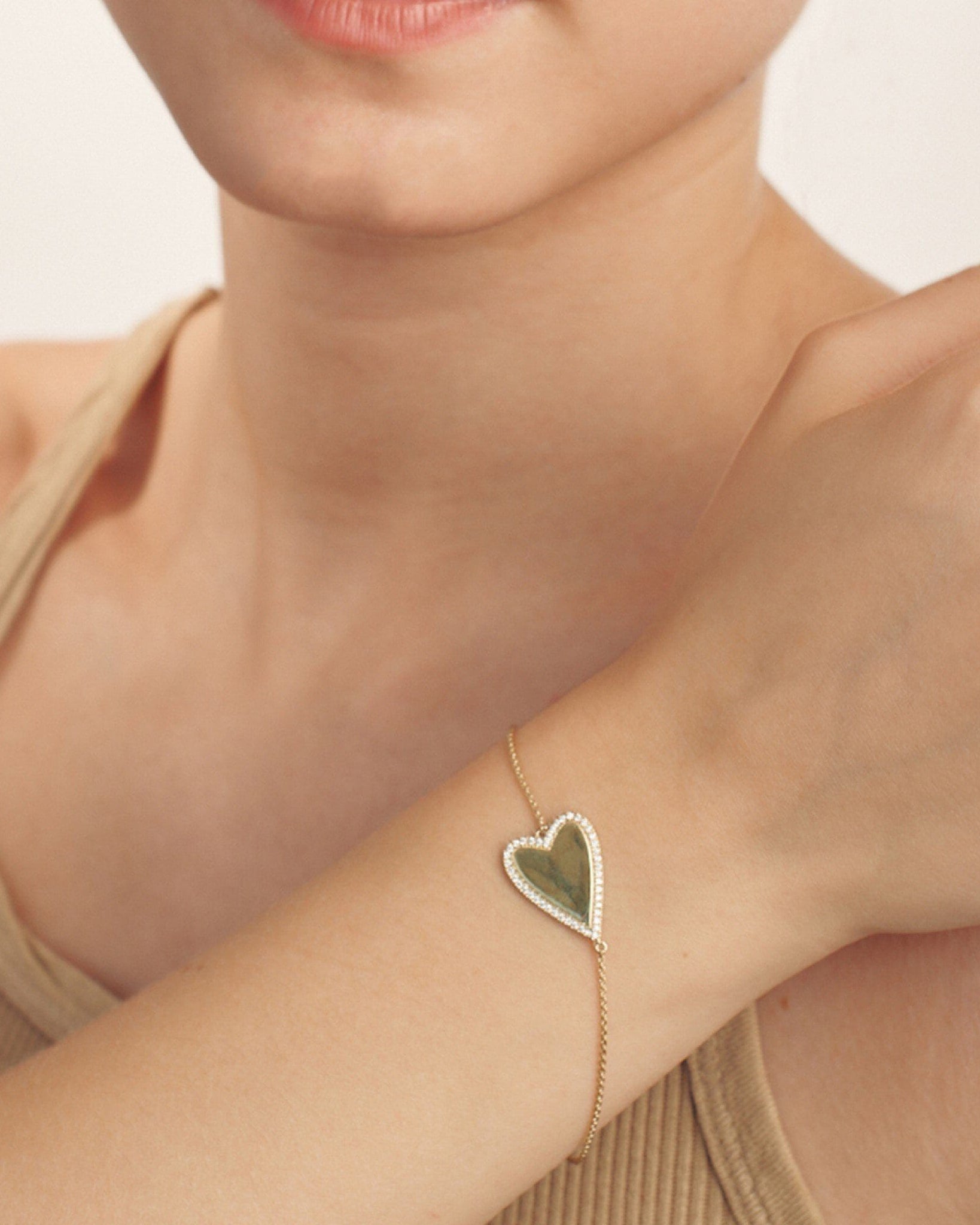 Outlined Diamond Heart Bracelet - 18K Gold Vermeil Bracelets magal-dev 