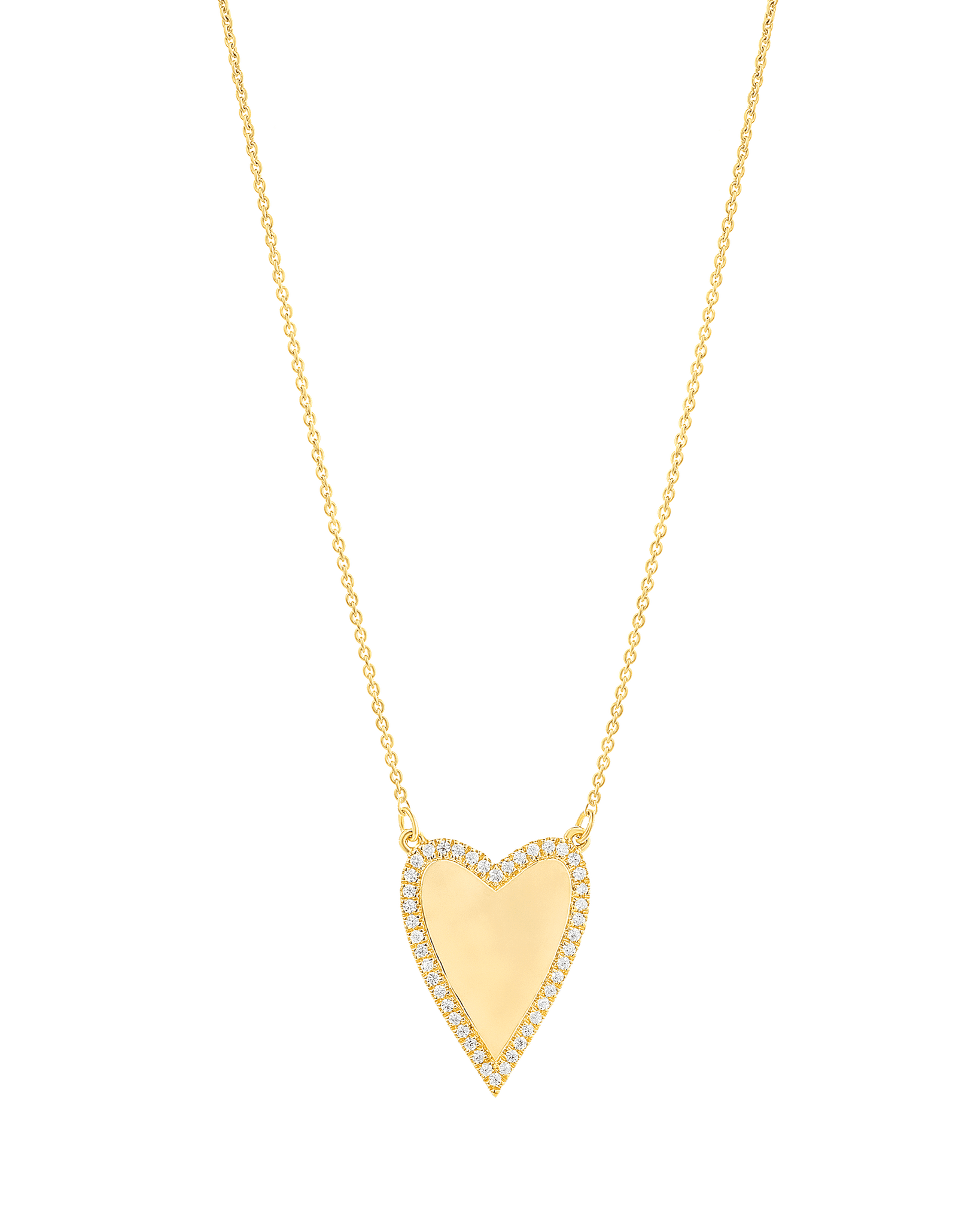 Outlined Heart Diamond Necklace - 14K White Gold Necklaces magal-dev 