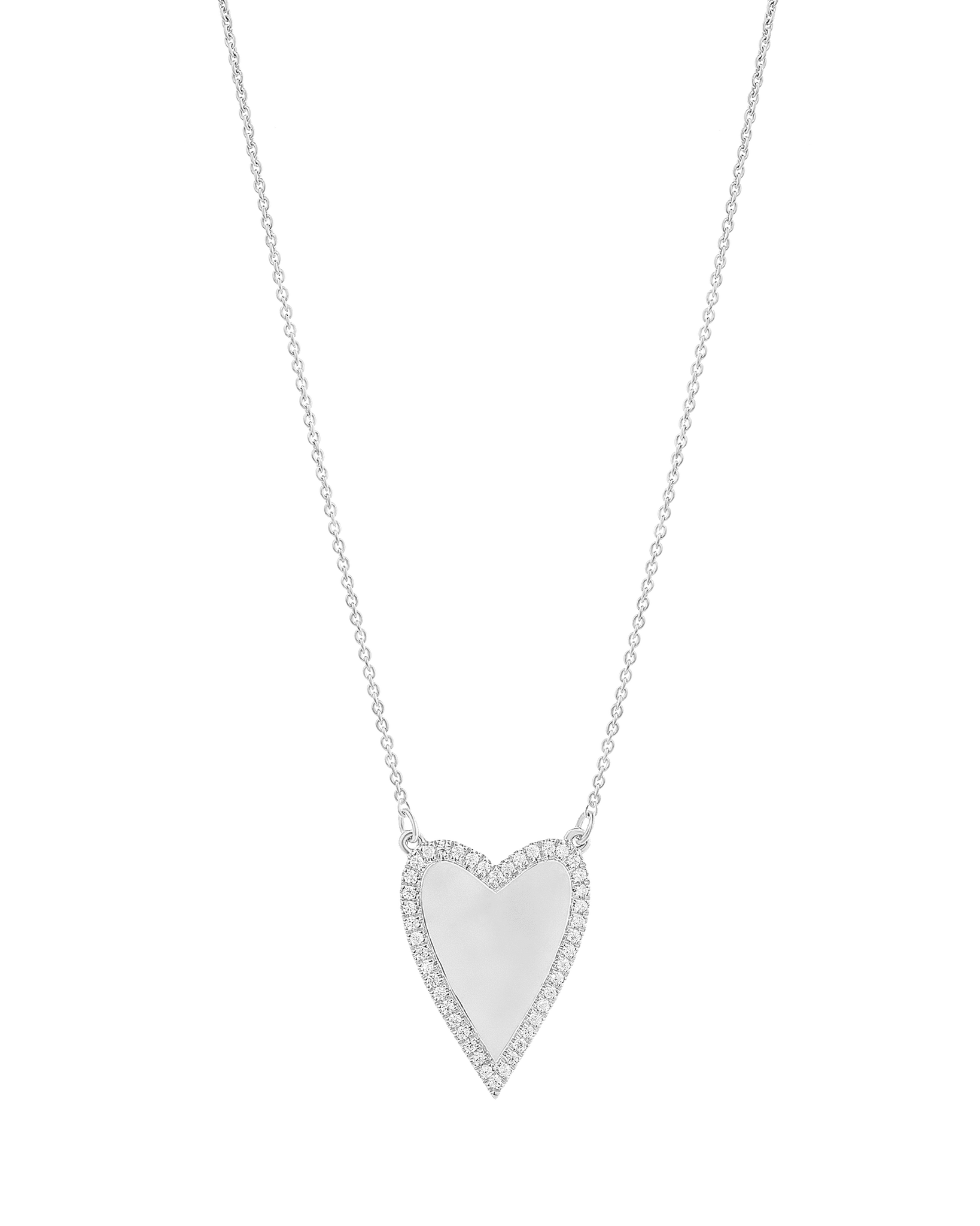 Outlined Heart Diamond Necklace - 14K Yellow Gold Necklaces magal-dev 
