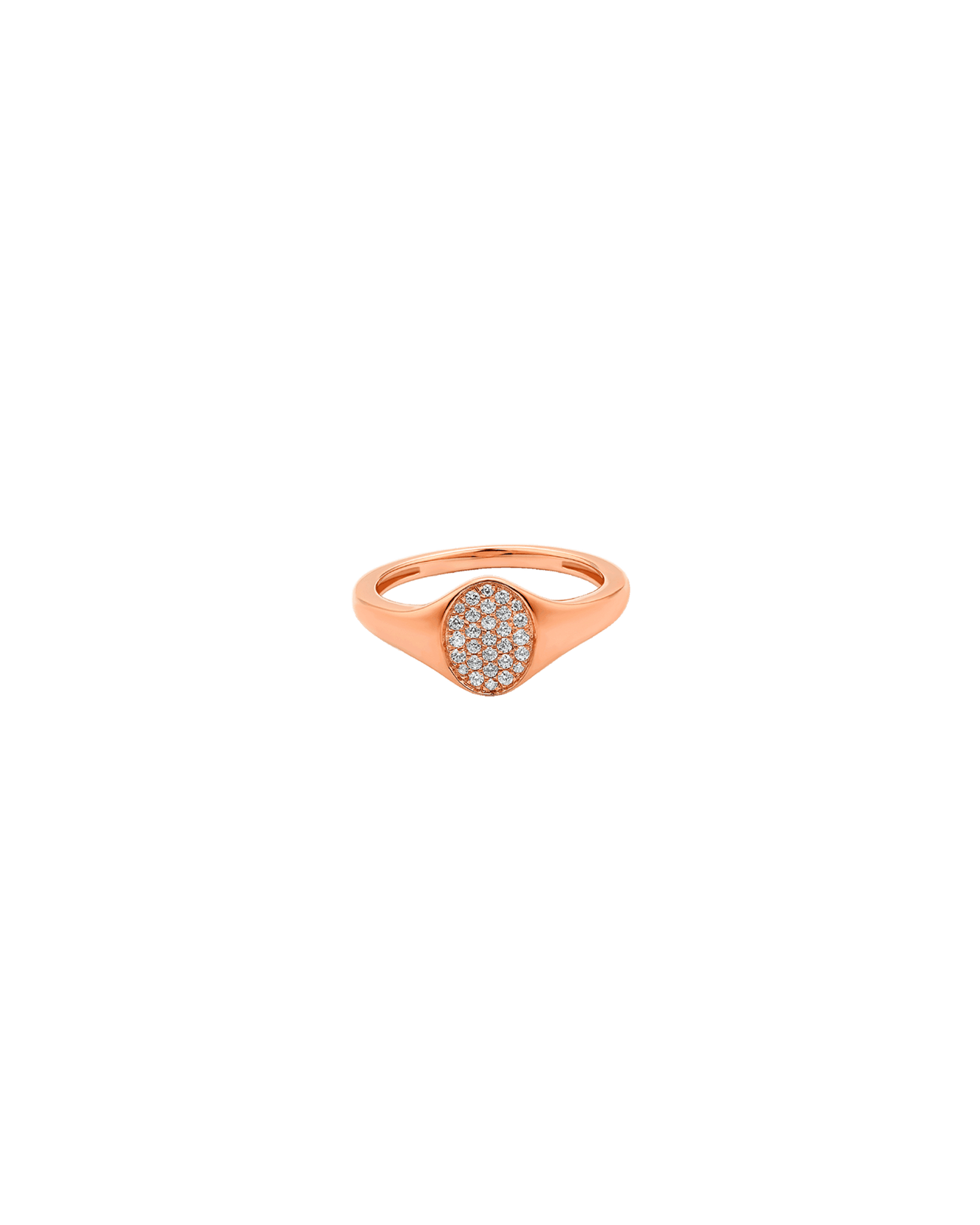 Oval Signet Diamond Ring - 14K Rose Gold Rings 14K Solid Gold US 4 