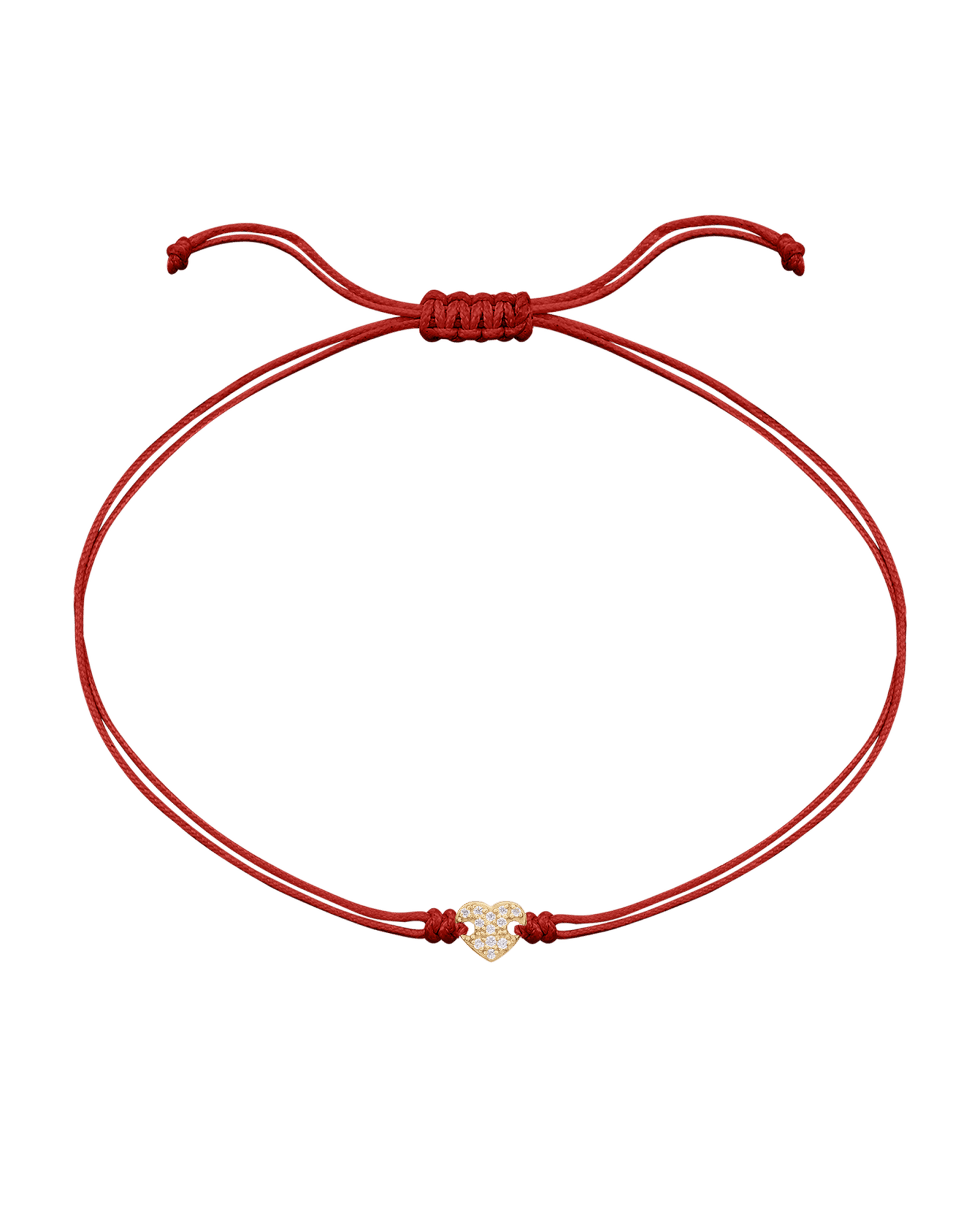 Paved Heart String of Love Bracelet - 14K Yellow Gold Bracelet magal-dev Red 