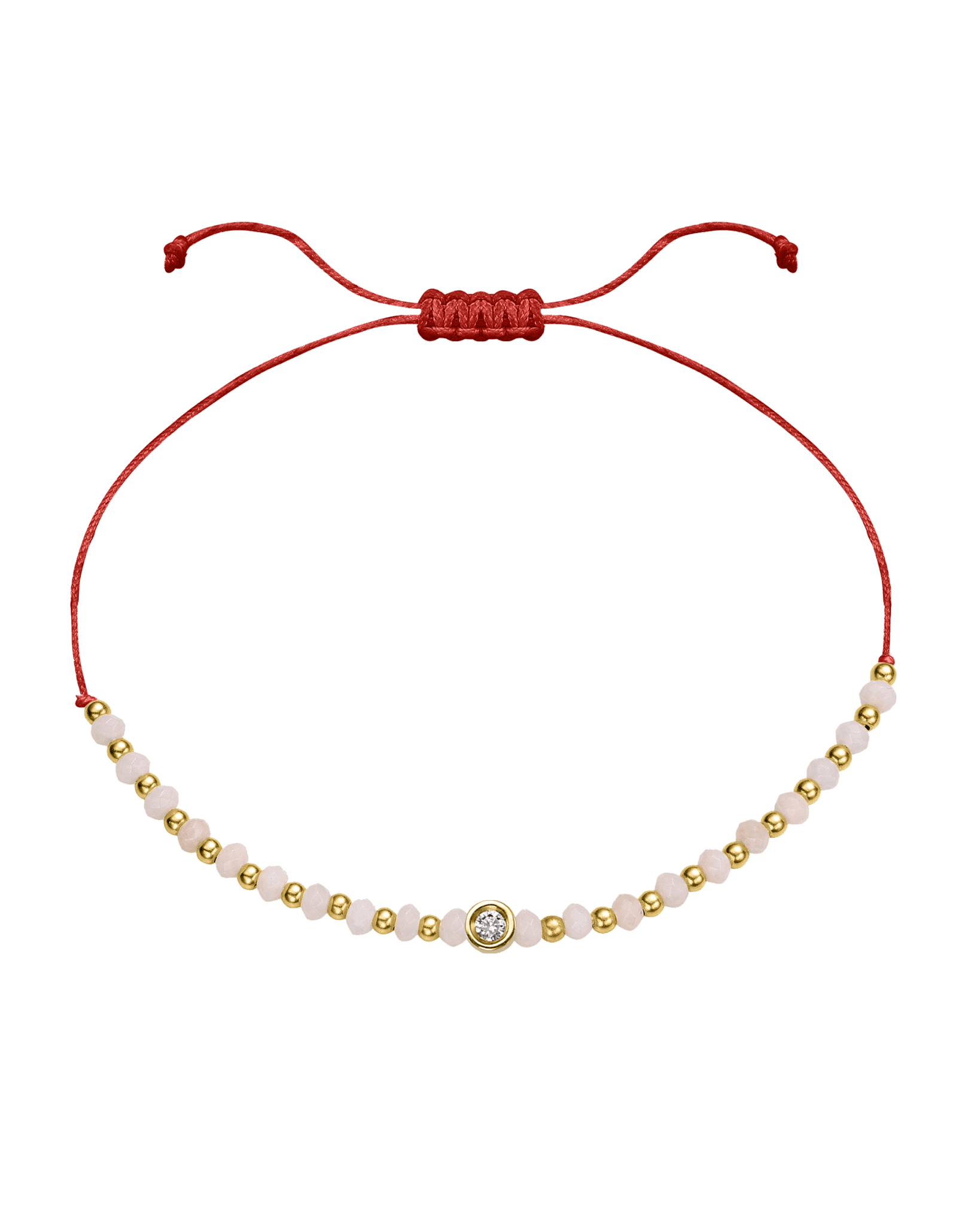 Rhodochrosite Gemstone String of Love Bracelet for Compassion - 14K Yellow Gold Bracelet 14K Solid Gold Red Small: 0.03ct 