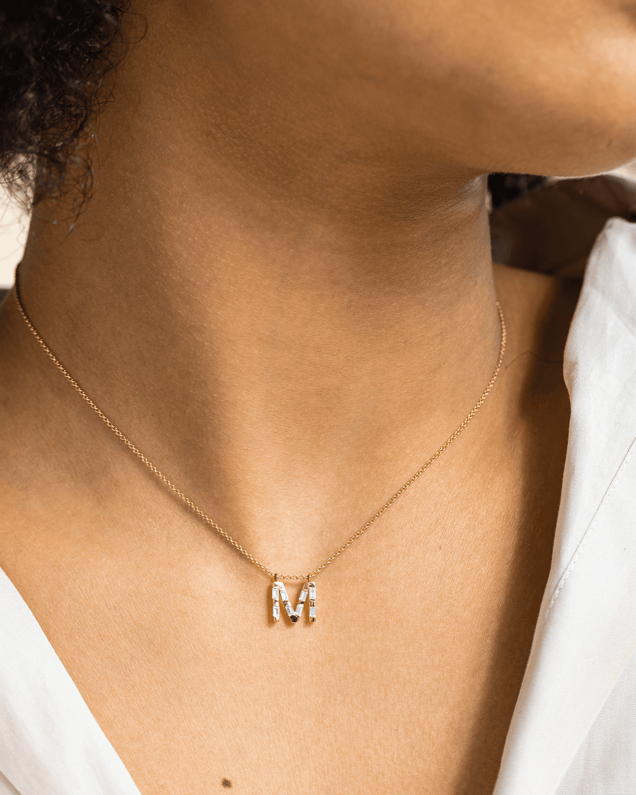 Signature Initial Baguette Necklace - 18K Gold Vermeil Necklaces Gold Vermeil 