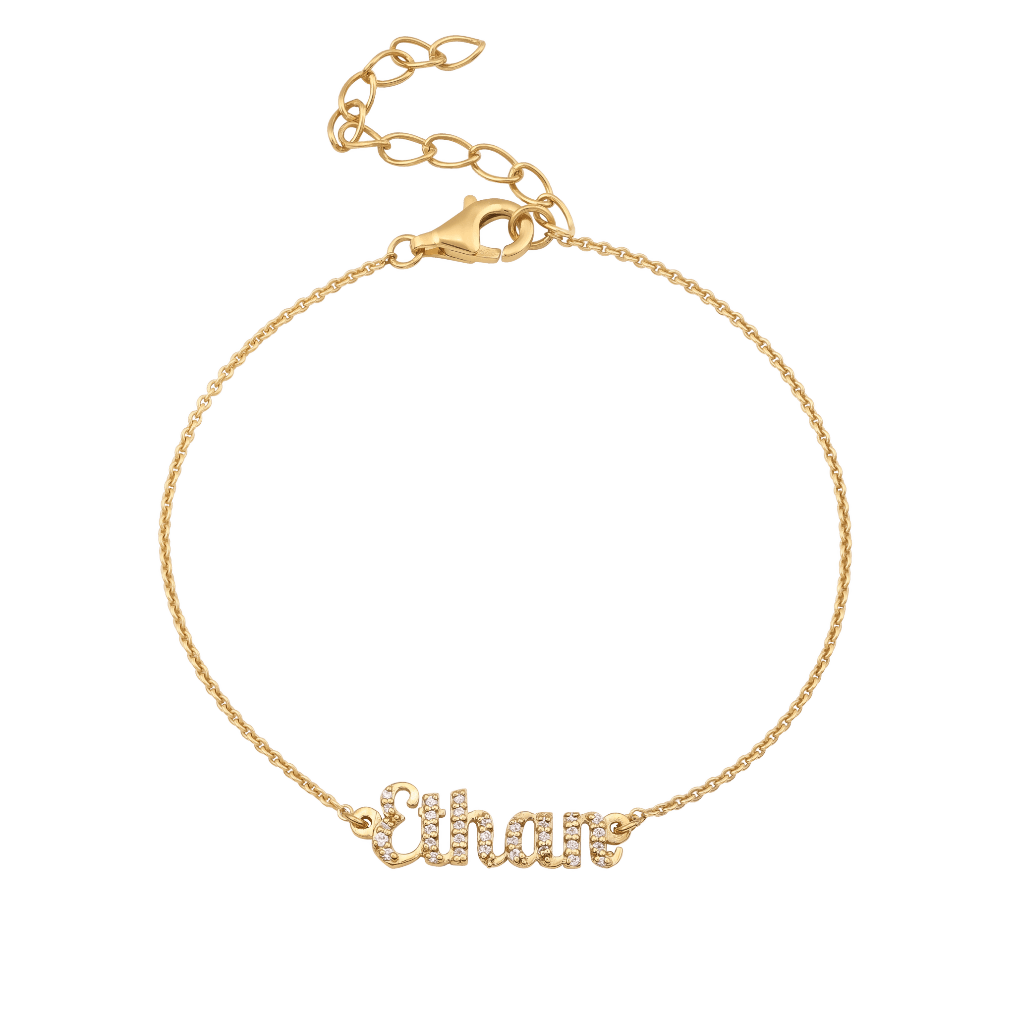 Christmas Gift for Her - Name Bracelet with Capital Letters in 18K Gold Vermeil