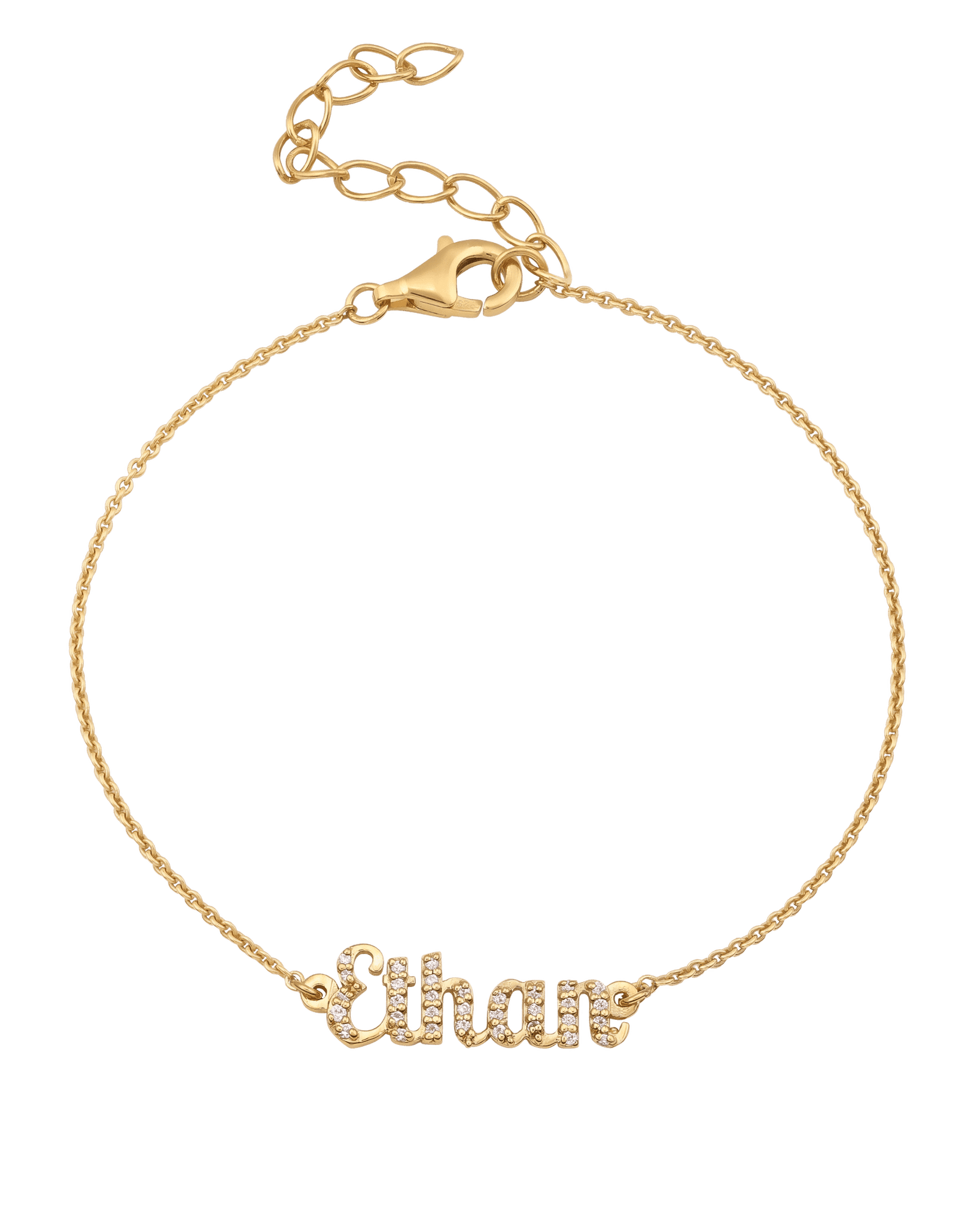 Signature Name Bracelet - 18K Gold Vermeil Bracelet magal-dev Paved w/White Sapphire 6"+1.5" Extender (S-M) 