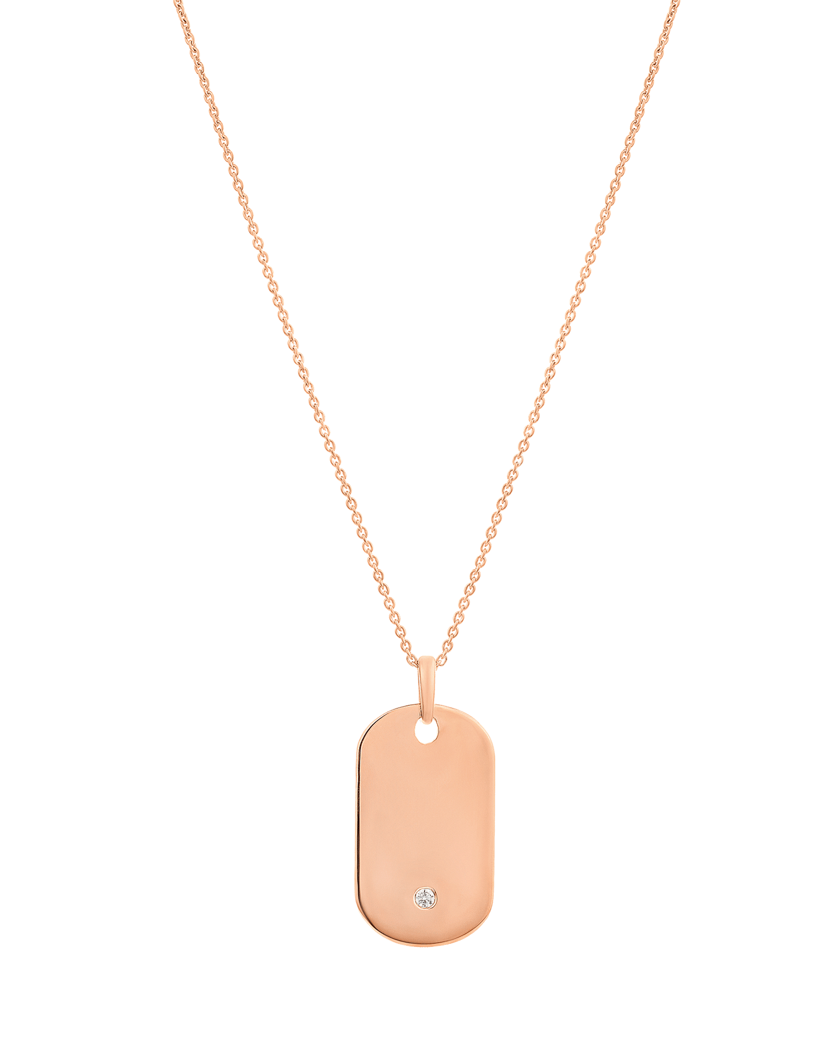Single Diamond Plate - 14K Rose Gold Necklaces 14K Solid Gold 