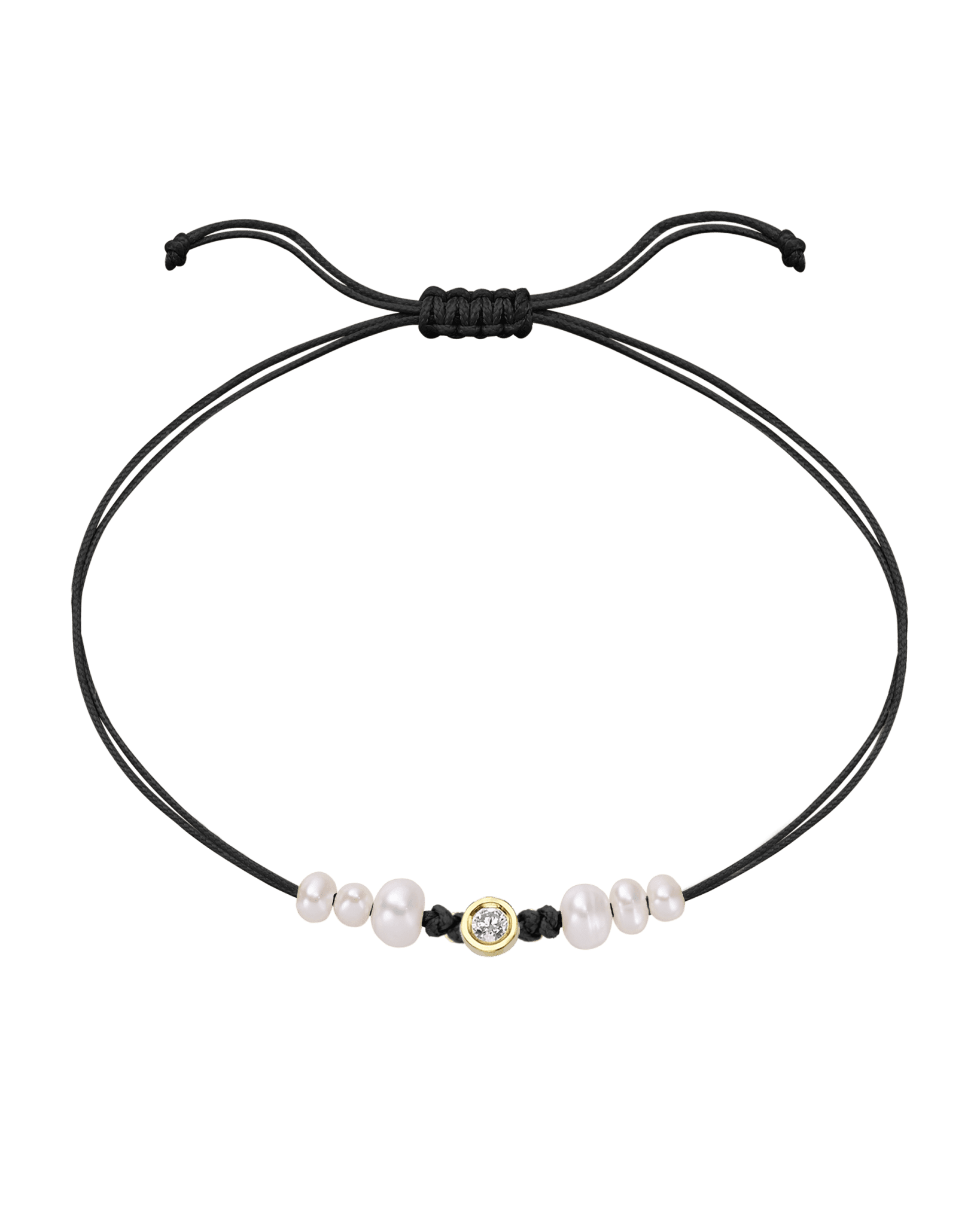 Six Natural Pearl String of Love Bracelet - 14K Yellow Gold