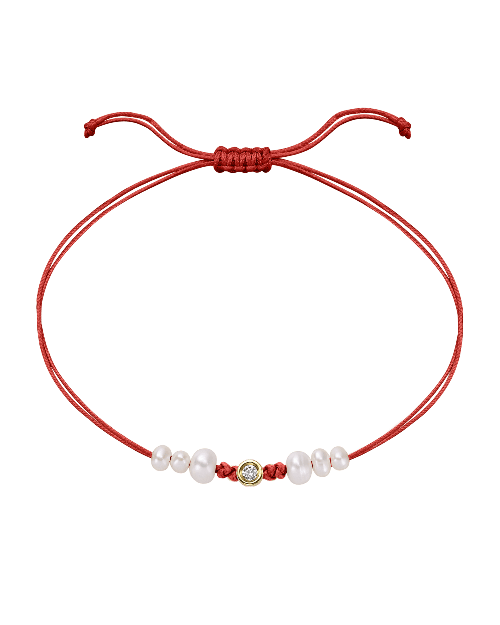 Six Natural Pearl String of Love Bracelet - 14K Yellow Gold Bracelet 14K Solid Gold Red Small: 0.03ct 