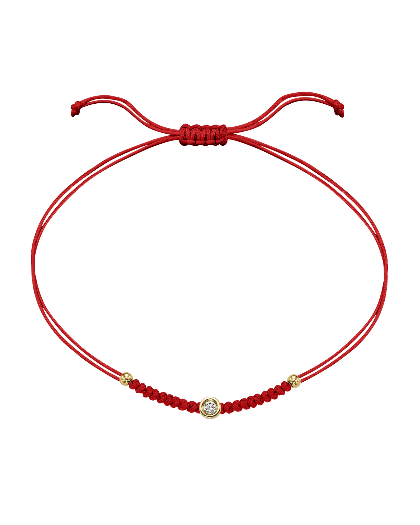 Solid Gold Sphere String of Love - 14K Yellow Gold Bracelet 14K Solid Gold Red Small: 0.03ct 