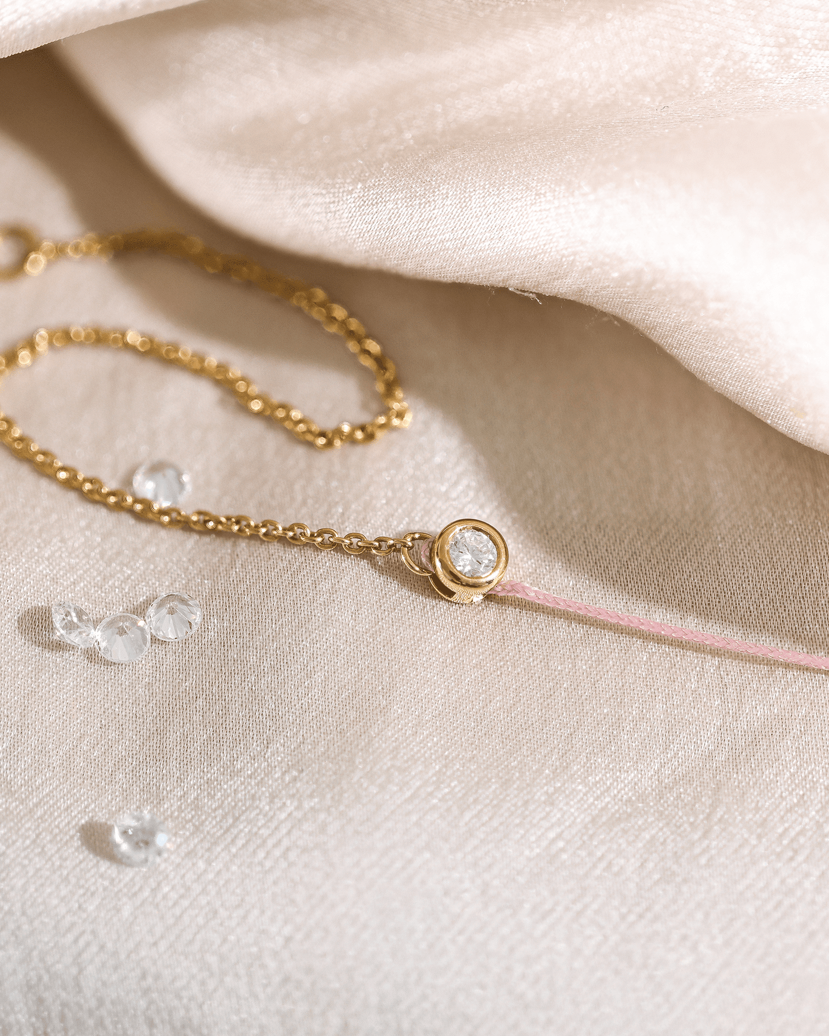 The Half Chain String of Love - 14K Rose Gold Bracelet 14K Solid Gold 