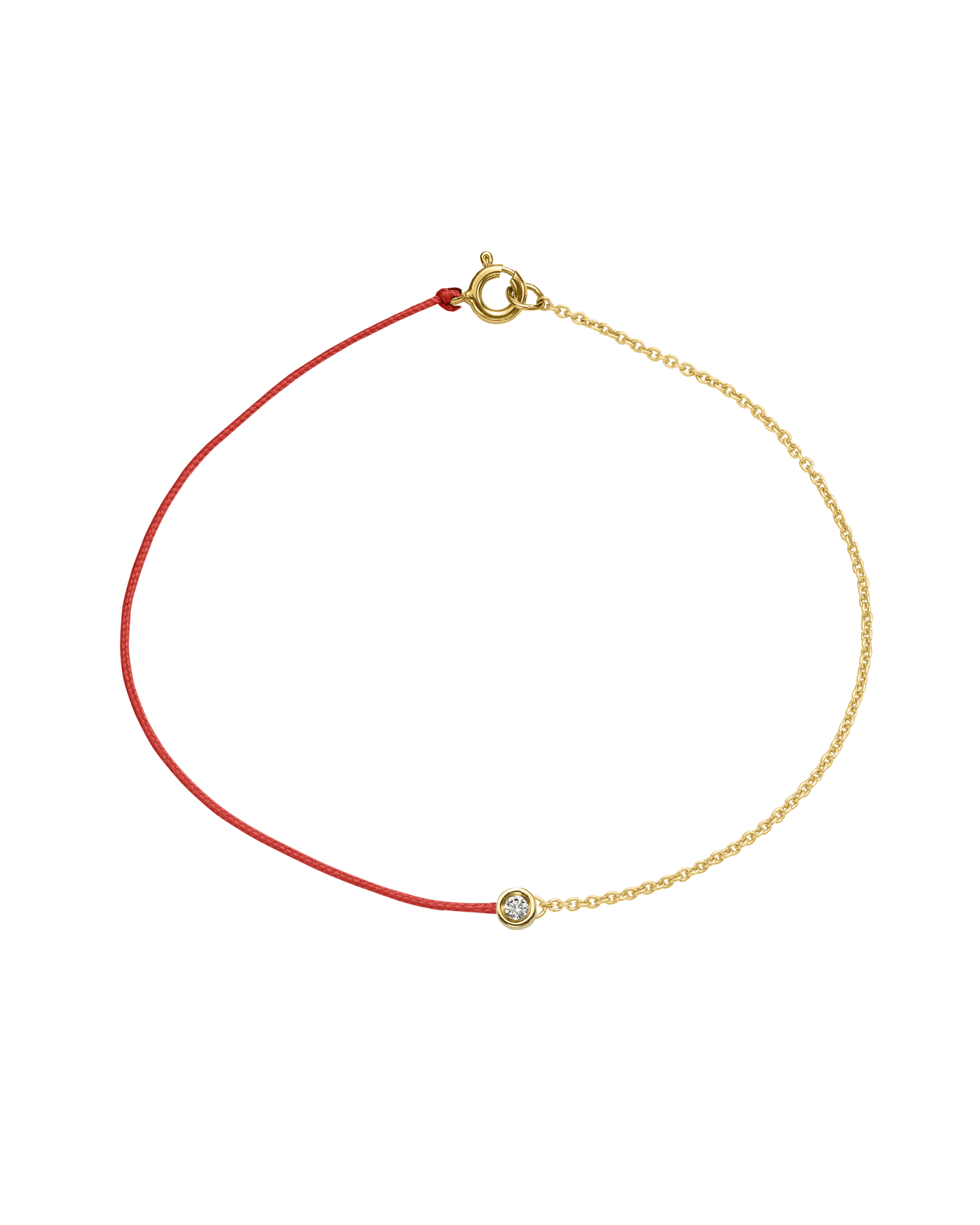 The Half Chain String of Love - 14K Yellow Gold Bracelet 14K Solid Gold Red Small: 0.03ct Small 6 Inches