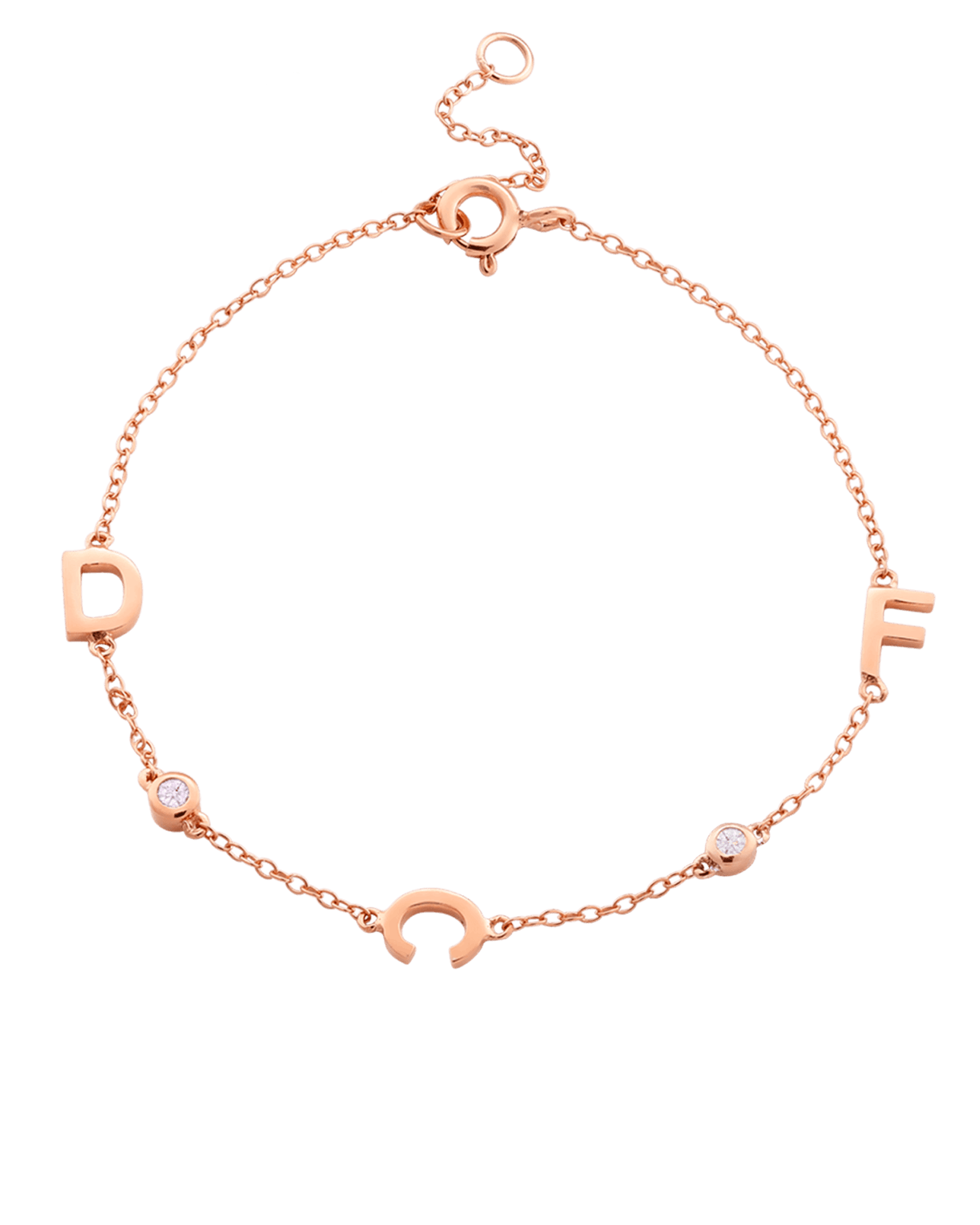 14K Gold Initial M Bracelet with Diamonds