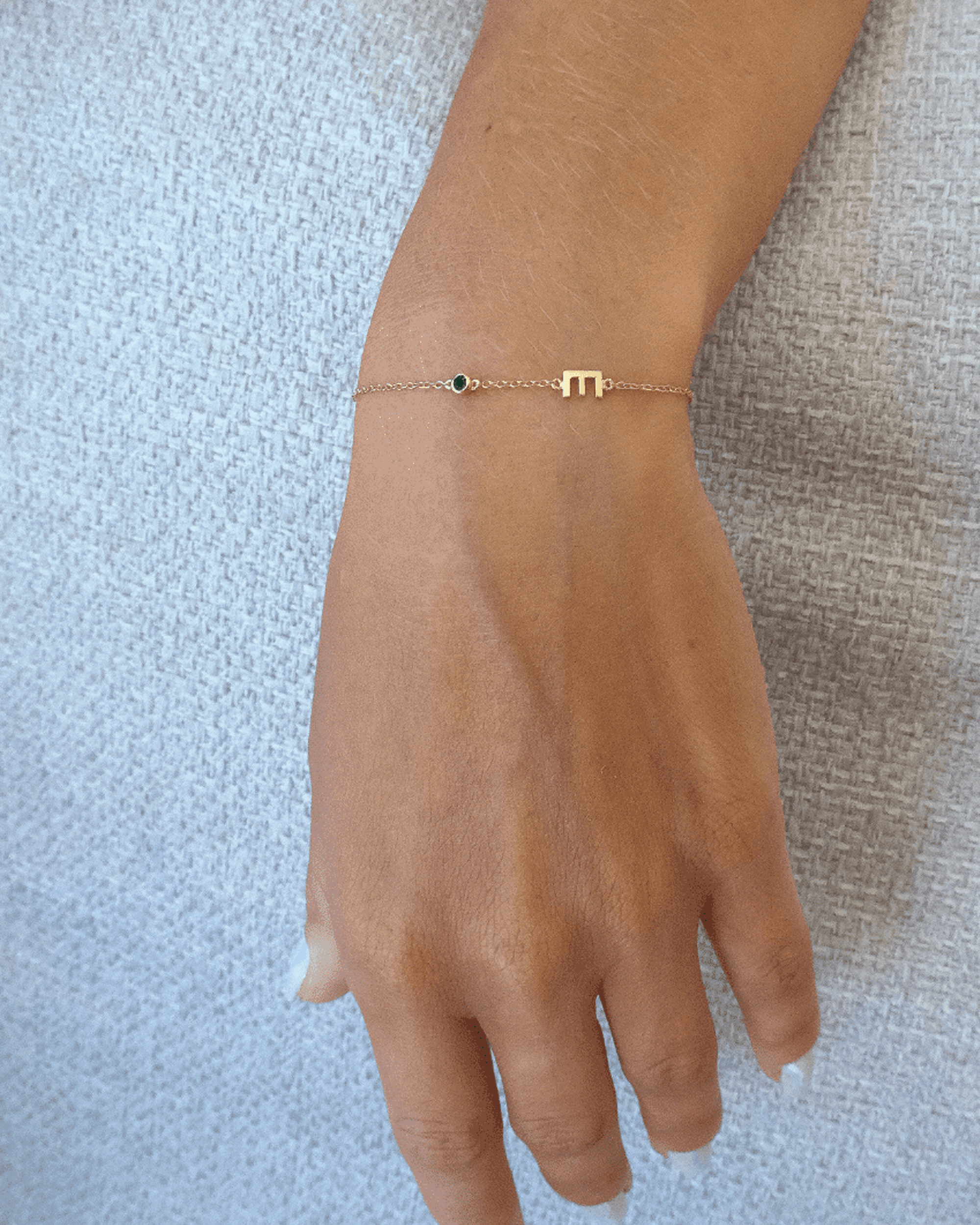 14K White Gold Diamond Initial Bracelet