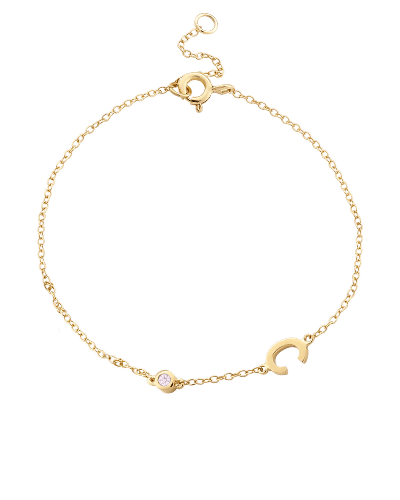 The Initial Bracelet with Diamonds - 14K Yellow Gold