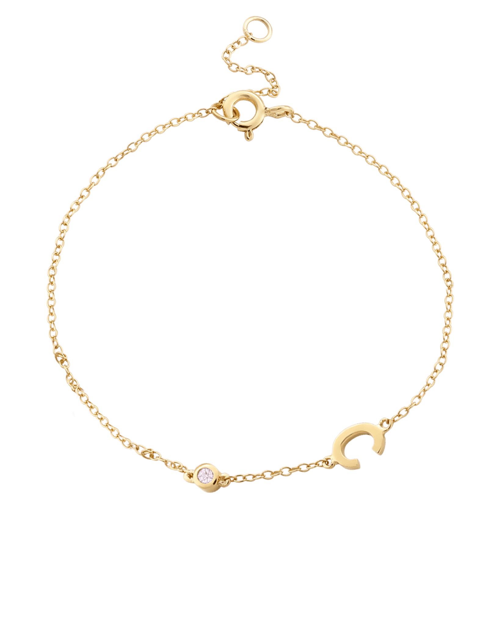 Gold Initial Bracelet 10K Yellow Gold / F