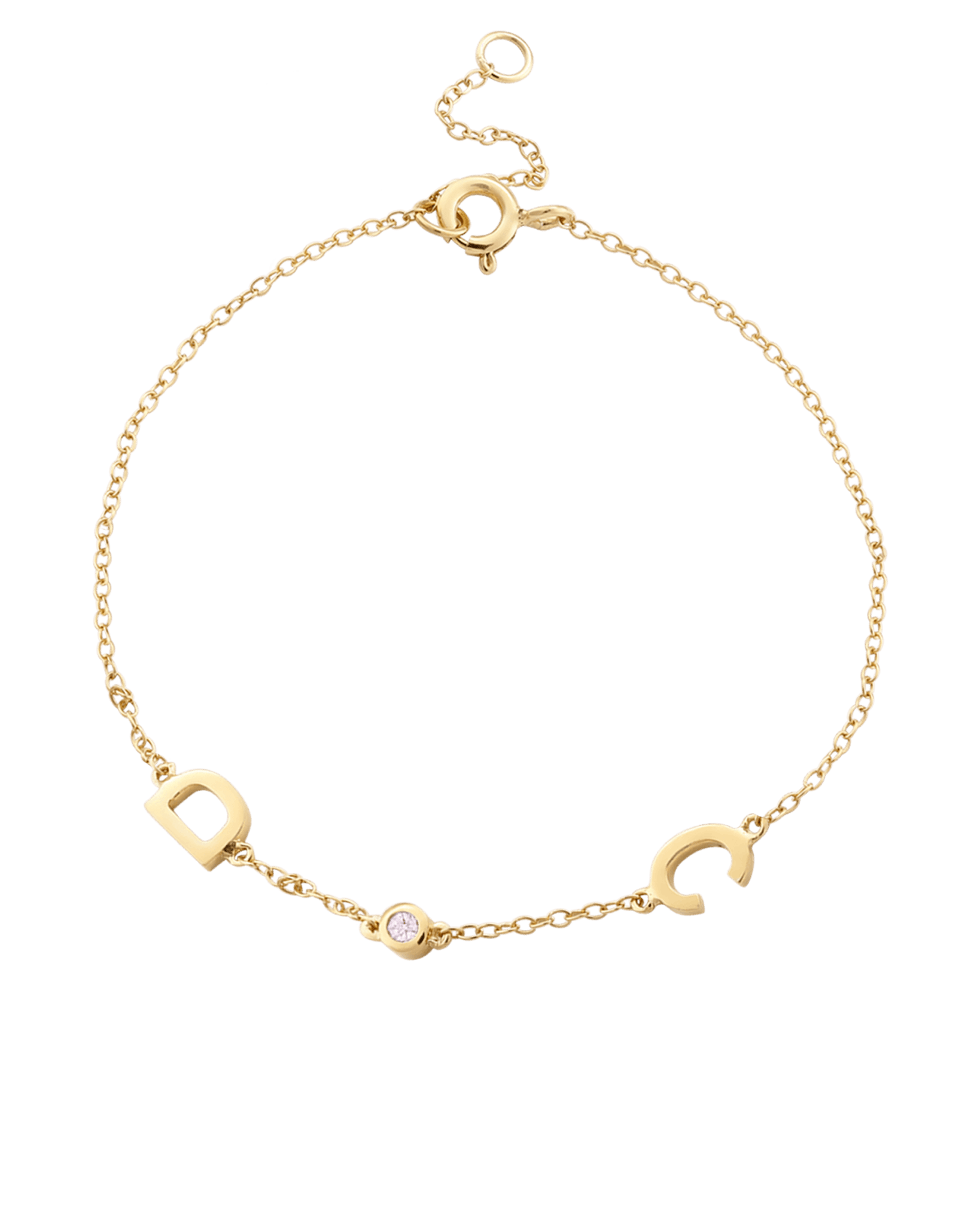 Inez Initial Bracelet/Anklet with Diamond - 14K Solid Gold