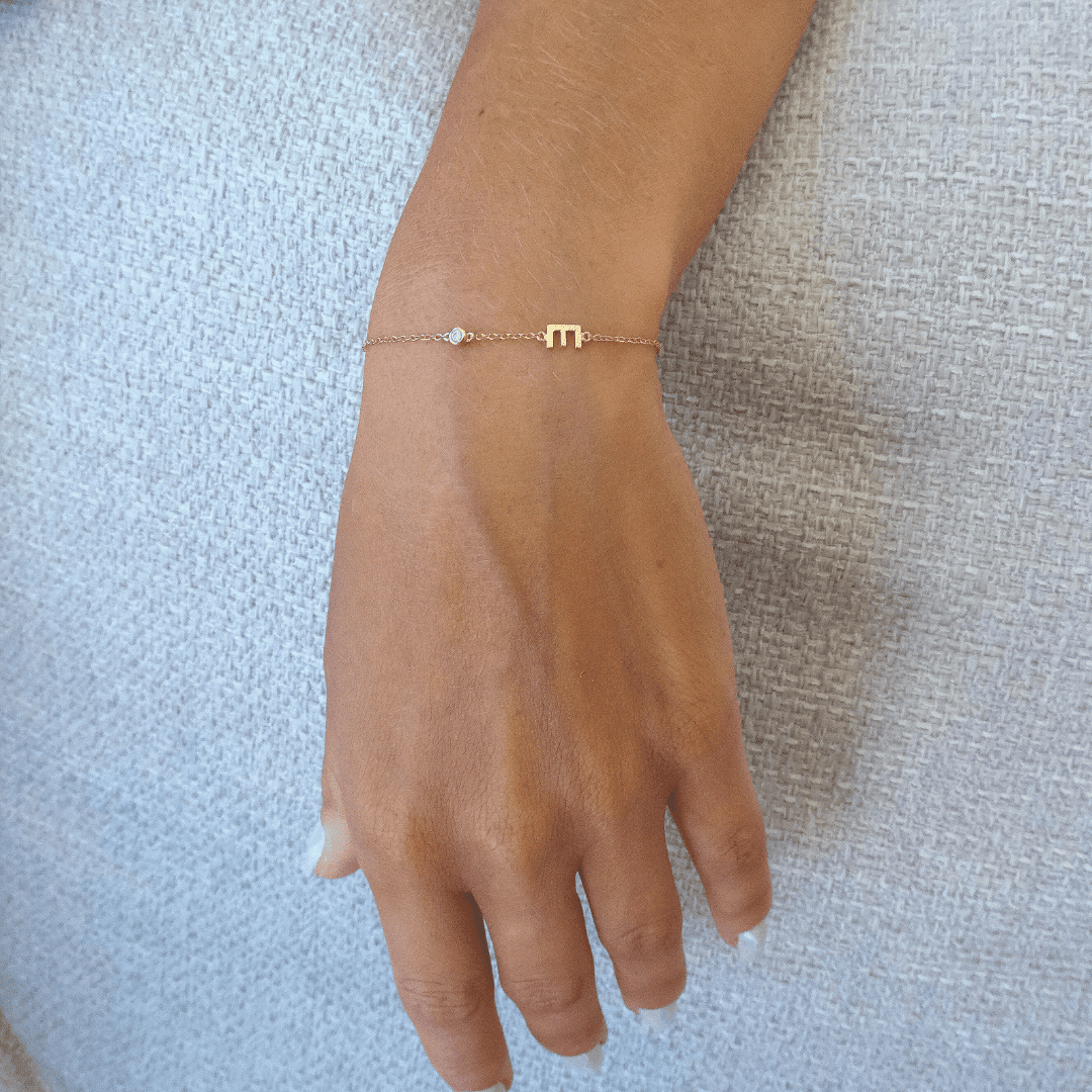 Initial Diamond Bracelet, 18KT Gold Jewellery