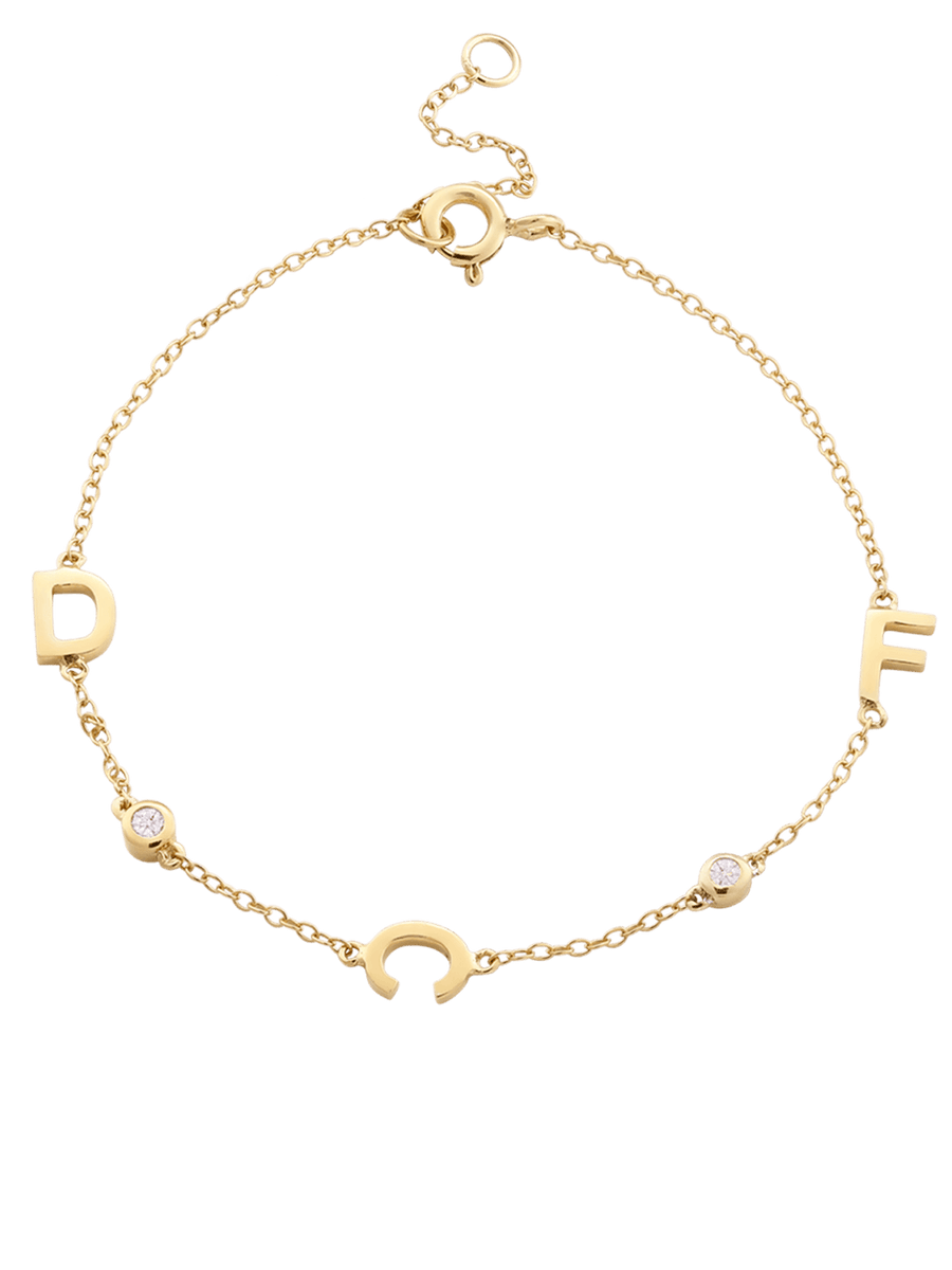 The Initial Bracelet with Diamonds - 18K Gold Vermeil