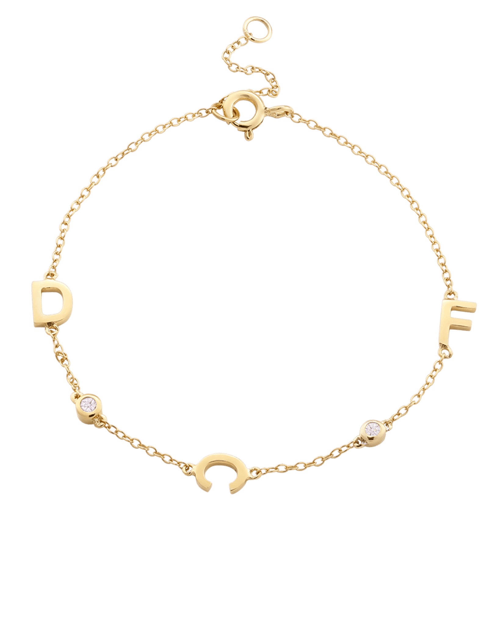 Two diamond initials bracelet in 14K Gold