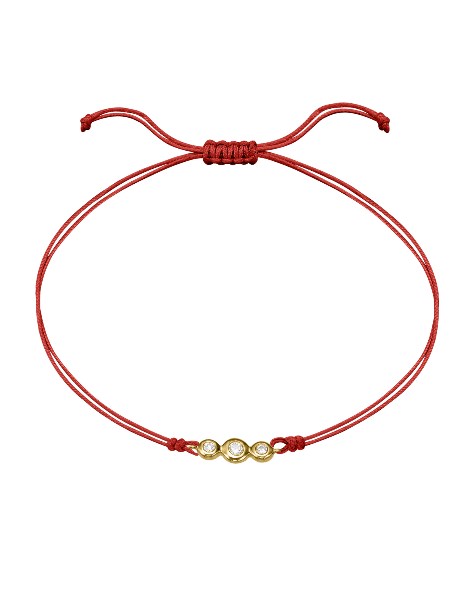 The Three of Us Diamond String of love - 14K Yellow Gold Bracelet 14K Solid Gold Red 