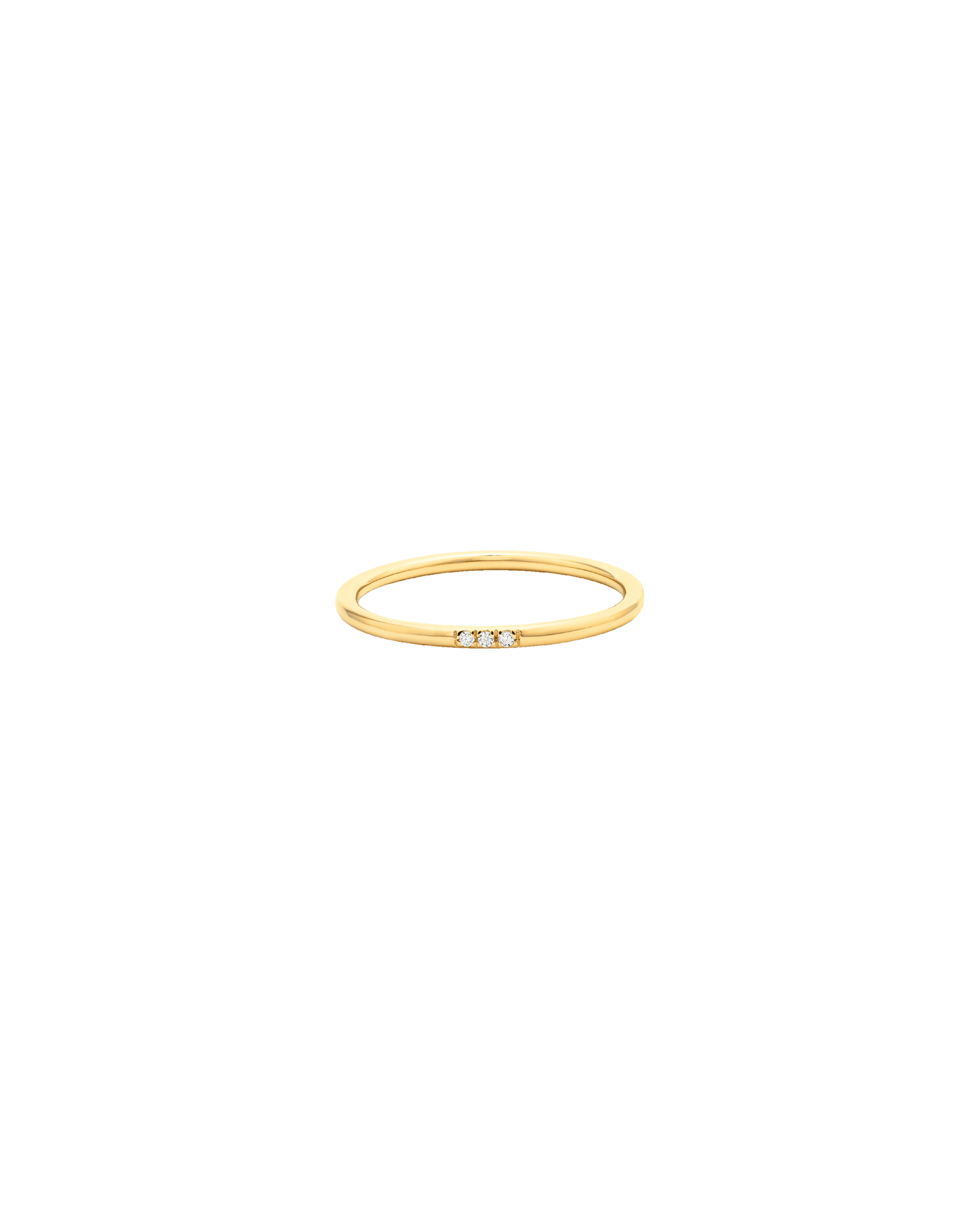 Three Diamonds Ring - 14K Yellow Gold Rings 14K Solid Gold US 4 