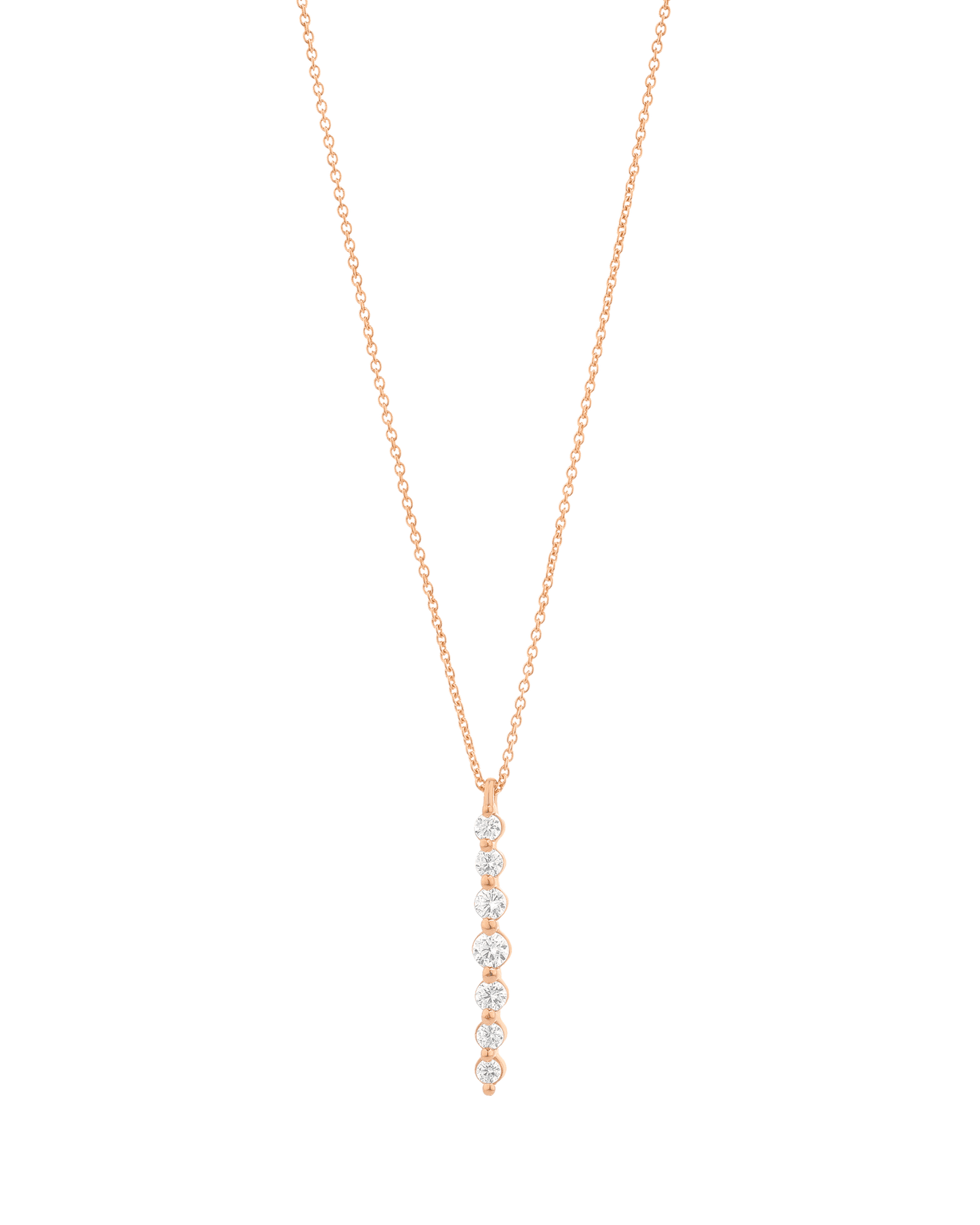 Vertical 7 Diamonds Bar Necklace - 14K White Gold Necklaces magal-dev 