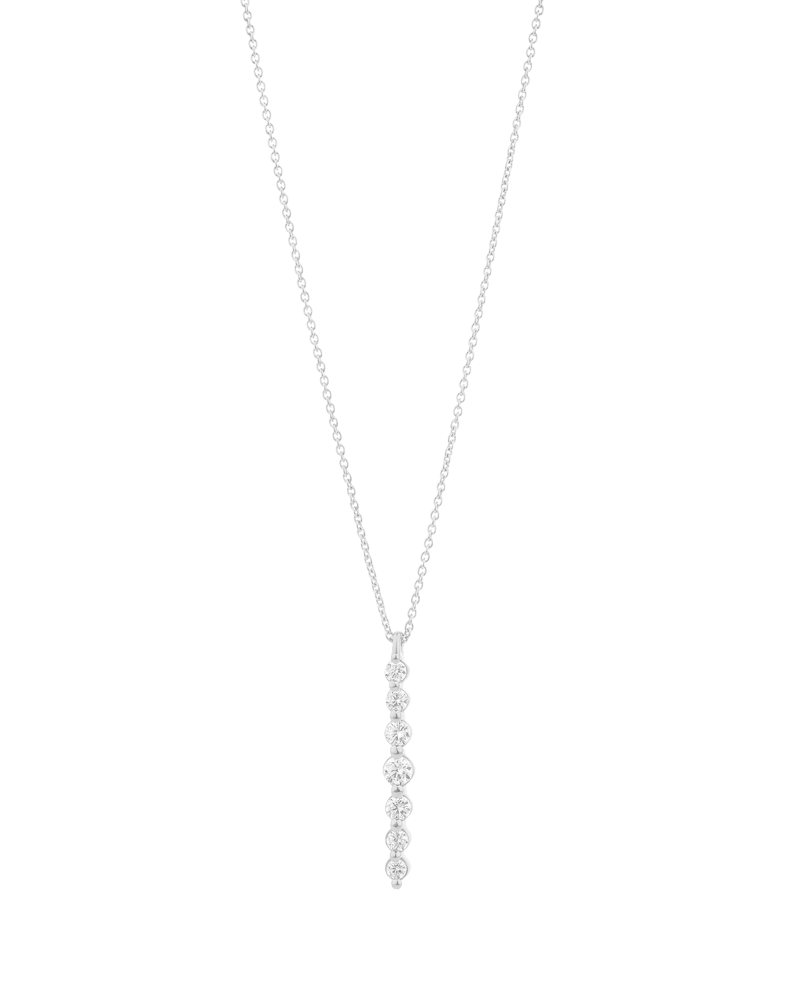 Vertical 7 Diamonds Bar Necklace - 14K Yellow Gold Necklaces magal-dev 