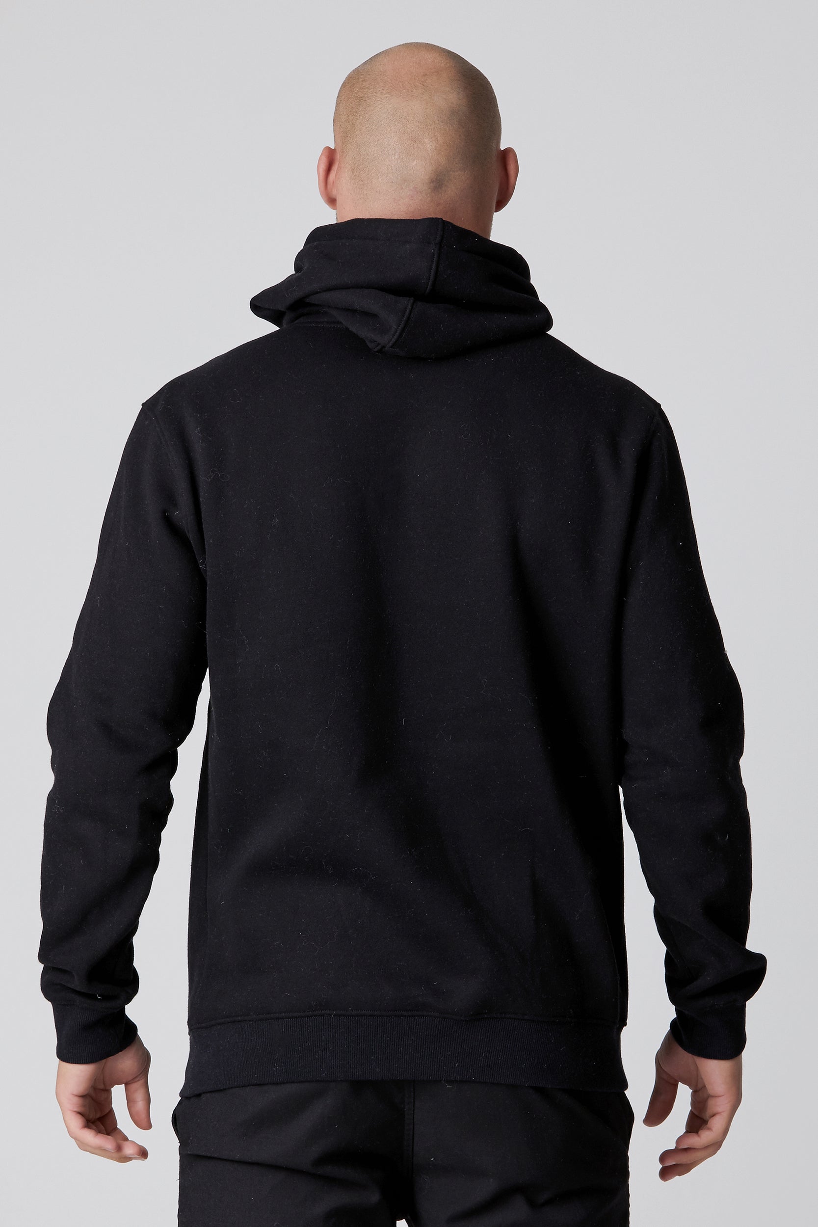 Bald. Black Hoodie