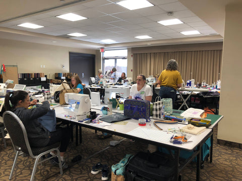 Sewing at retreat 2022