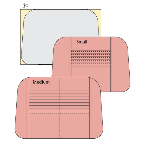 Card slot diagrams - interfacing placement and topstitching