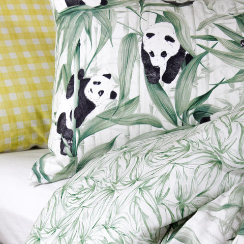 Rolling Panda kids bedding, cotton quilt cover set Panda Dreams with bright cushion