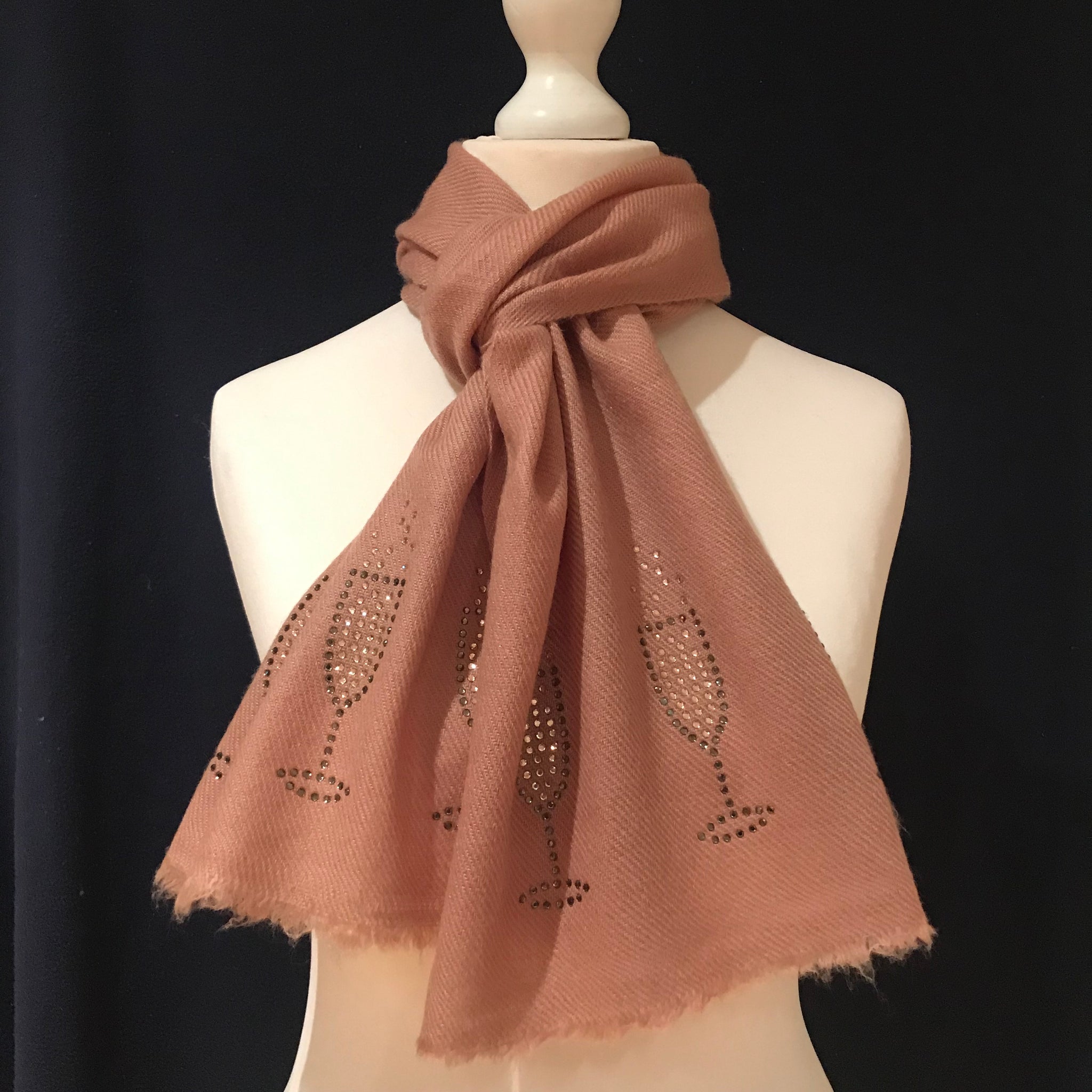 Glass of Prosecco Motif - Merino Wool Scarf | Noura London